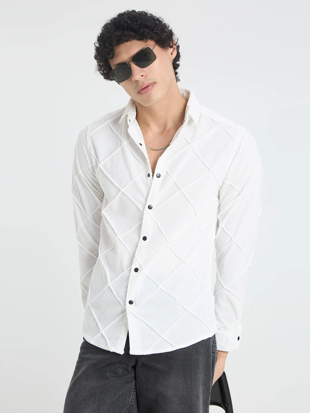 Snow White Textured Corduroy Shirt - Image 2