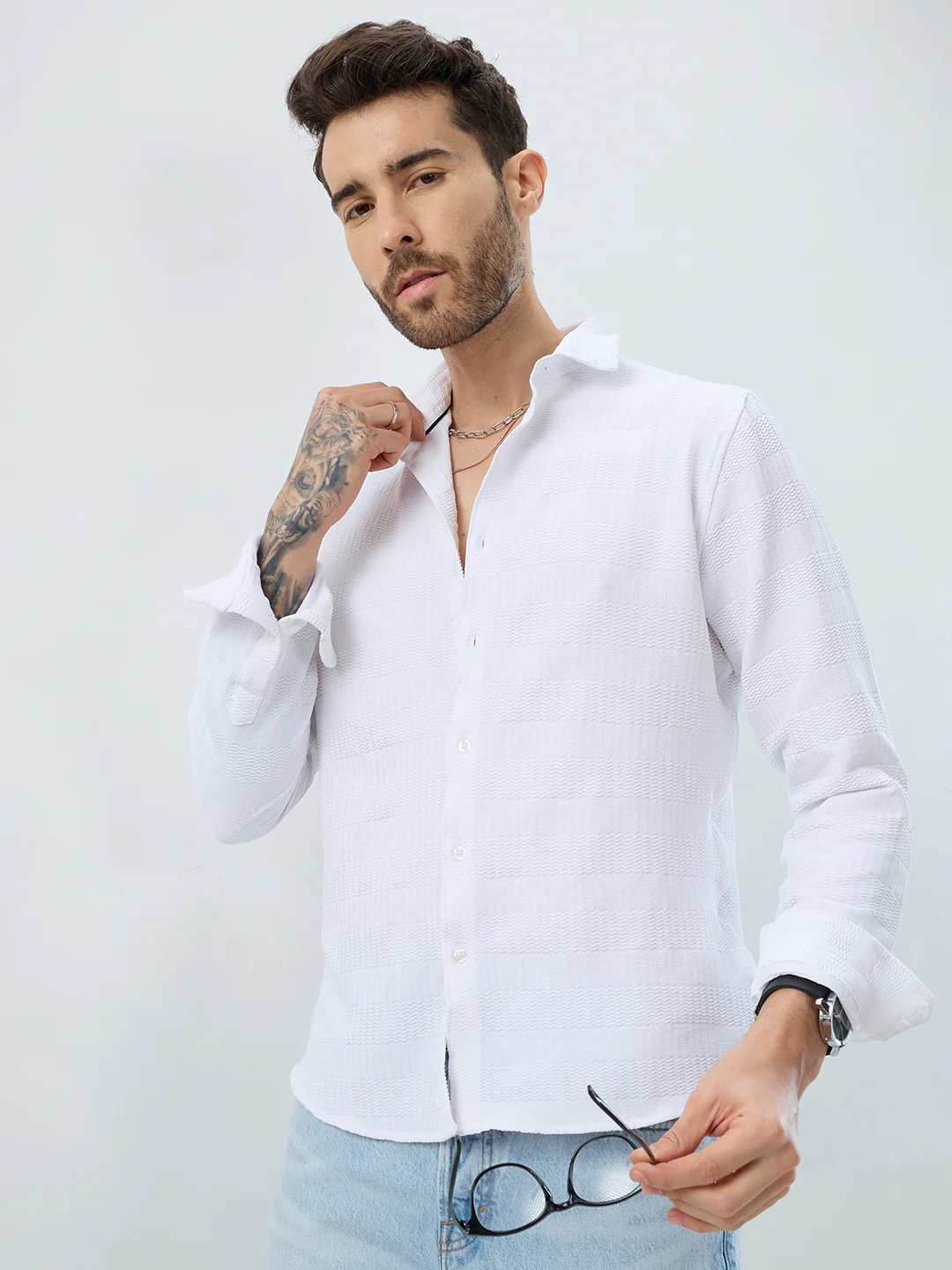 Snowfall Cascade Wavy Textured Shirt - Image 4
