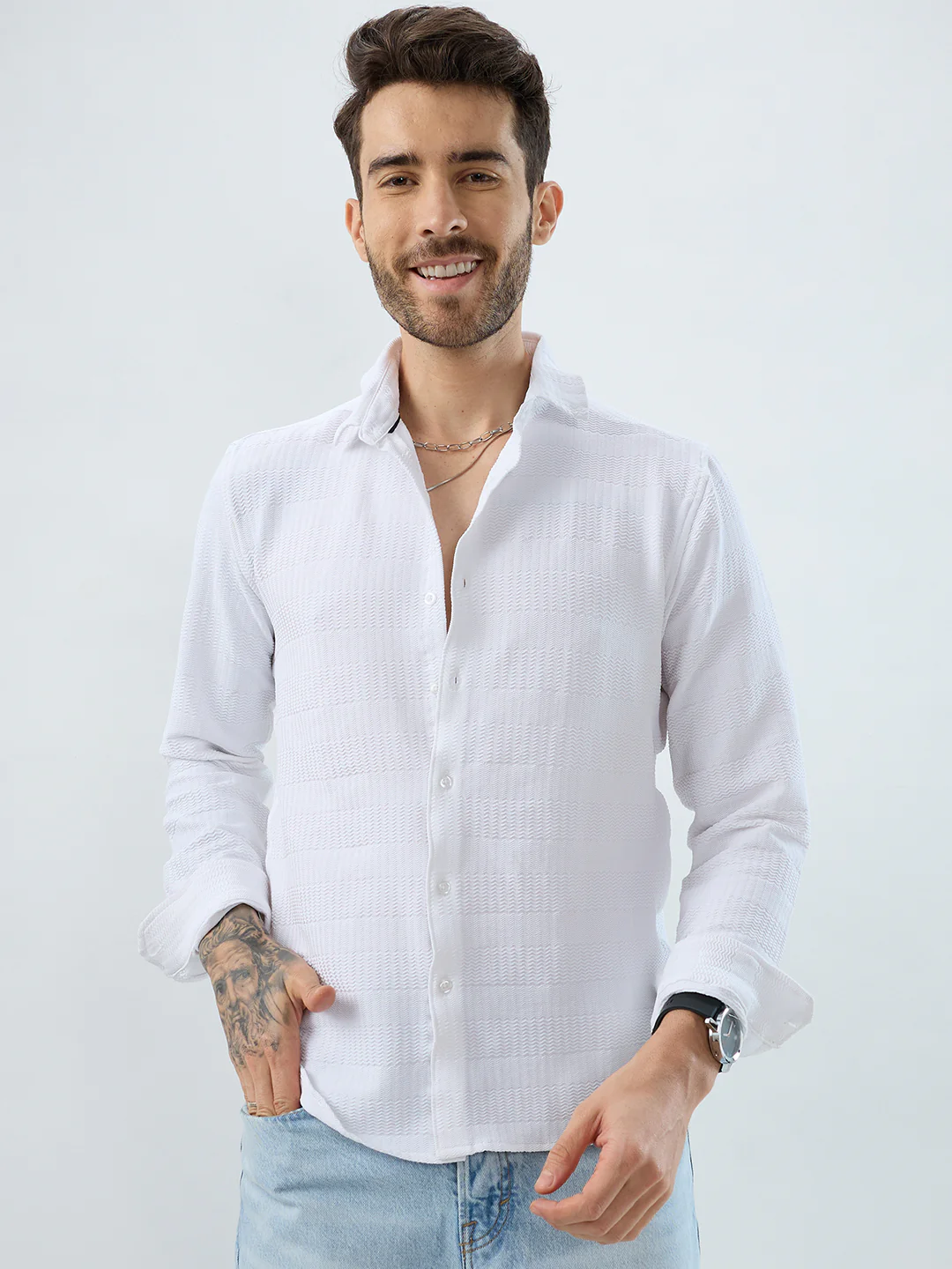 Snowfall Cascade Wavy Textured Shirt - Image 5