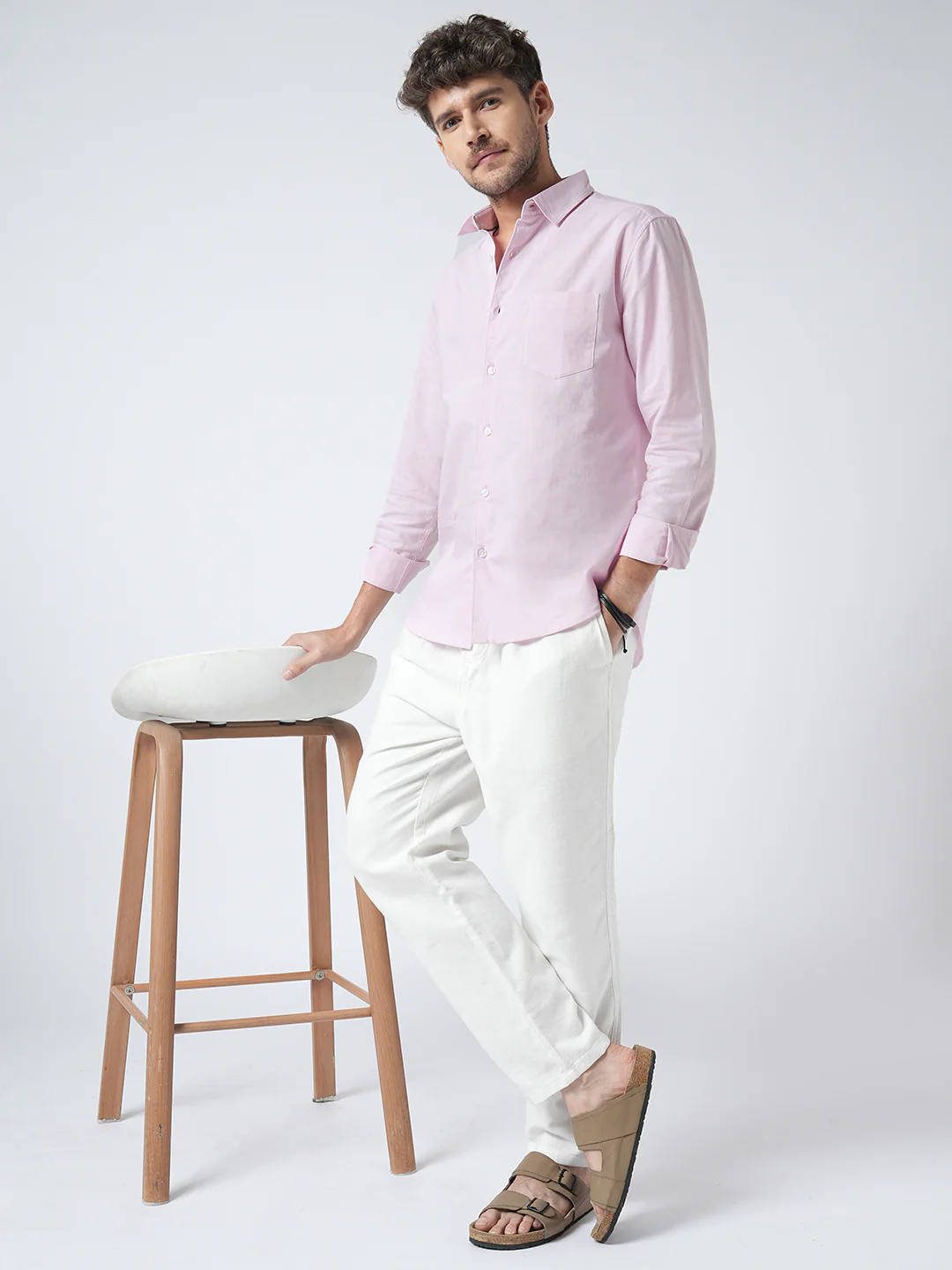 Soft Blush Pink Oxford Shirt - Image 8