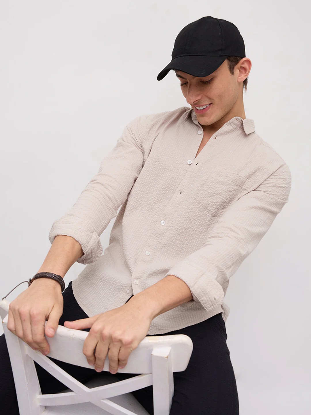 Soft Dune Seersucker Summer Essential Shirt - Image 2