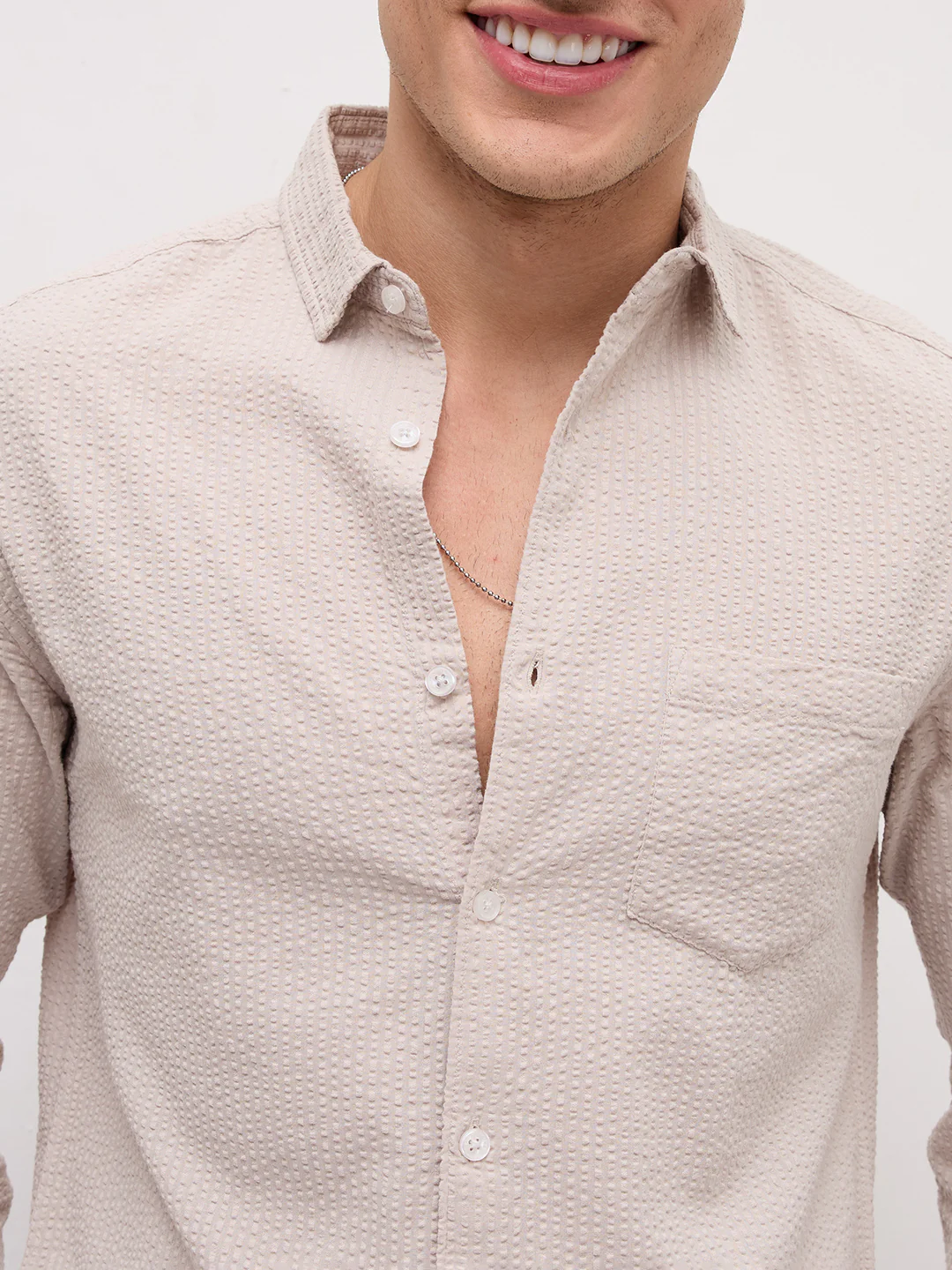 Soft Dune Seersucker Summer Essential Shirt - Image 3