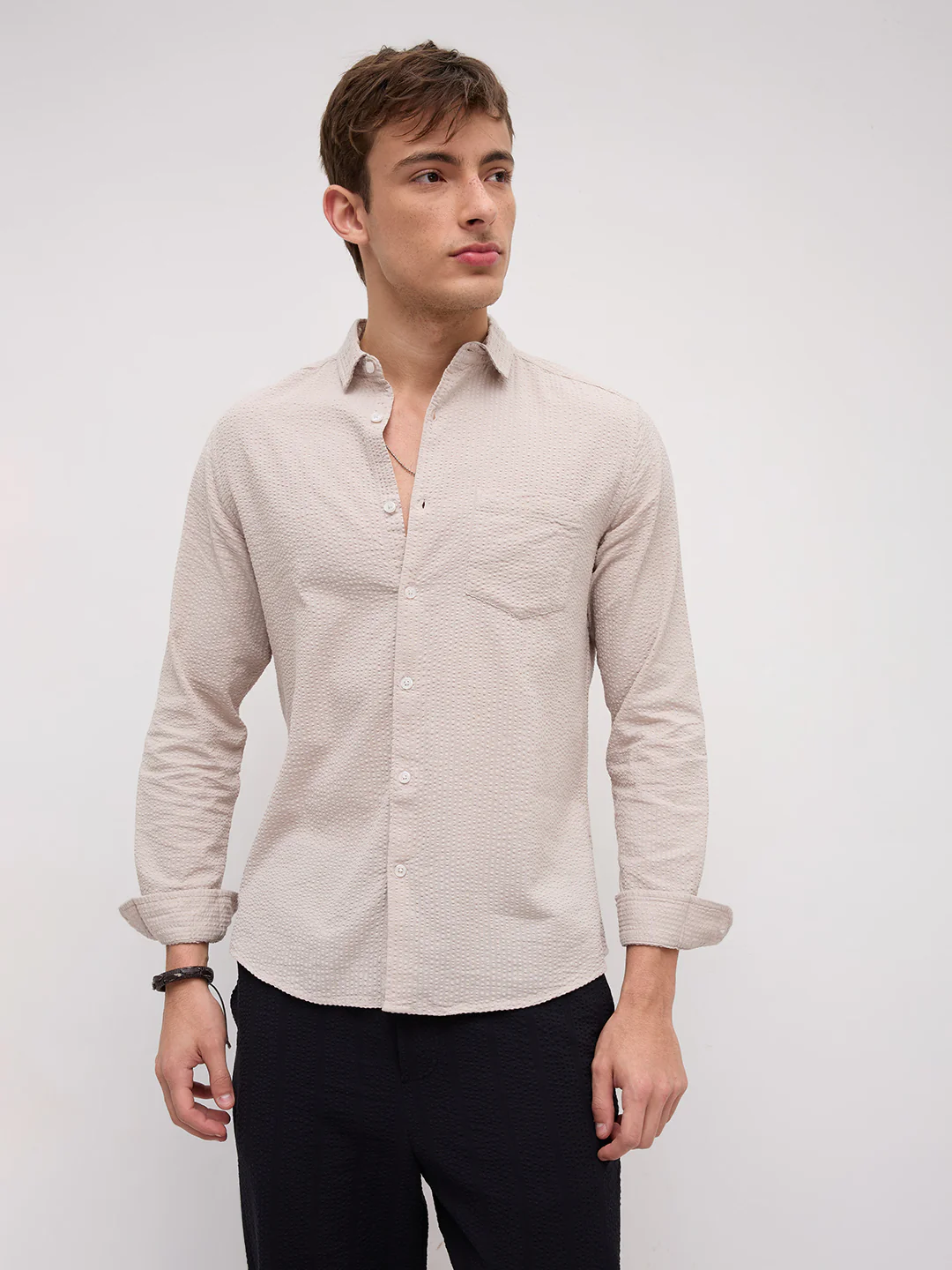 Soft Dune Seersucker Summer Essential Shirt - Image 5