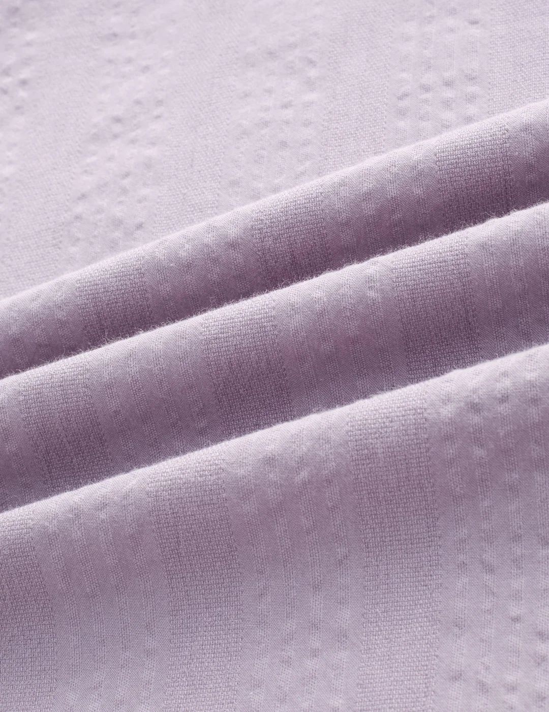 Soft Lavender Seersucker Striped Mandarin Shirt - Image 3