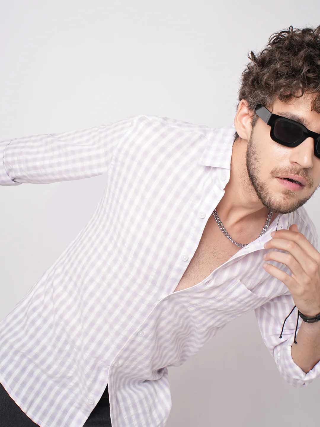 Soft Lilac Shadow Checks Seersucker Everyday Shirt - Image 2