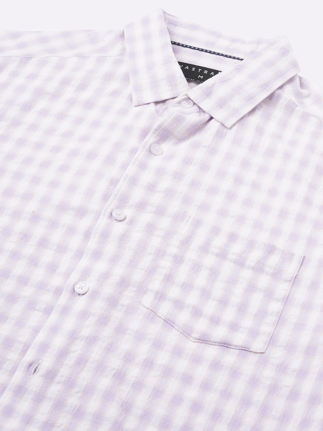 Soft Lilac Shadow Checks Seersucker Everyday Shirt - Image 3
