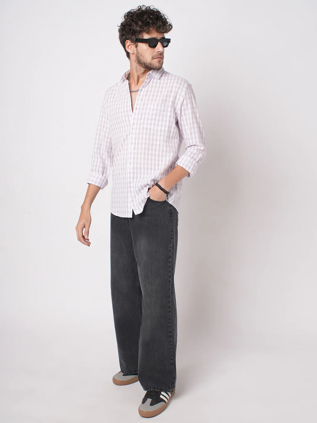 Soft Lilac Shadow Checks Seersucker Everyday Shirt - Image 8