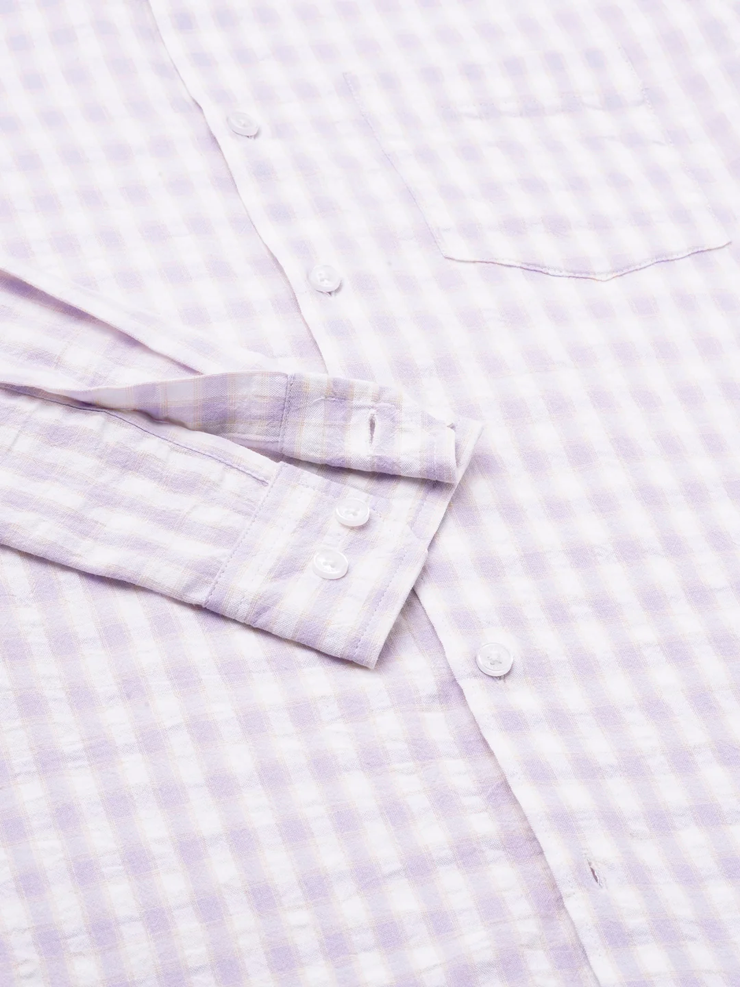 Soft Lilac Shadow Checks Seersucker Everyday Shirt - Image 9
