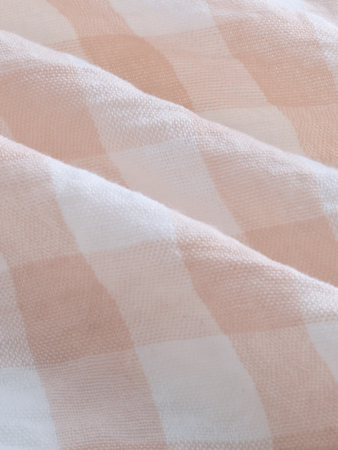 Soft Pastel Peach Box Checks Crinkled Shirt - Image 8