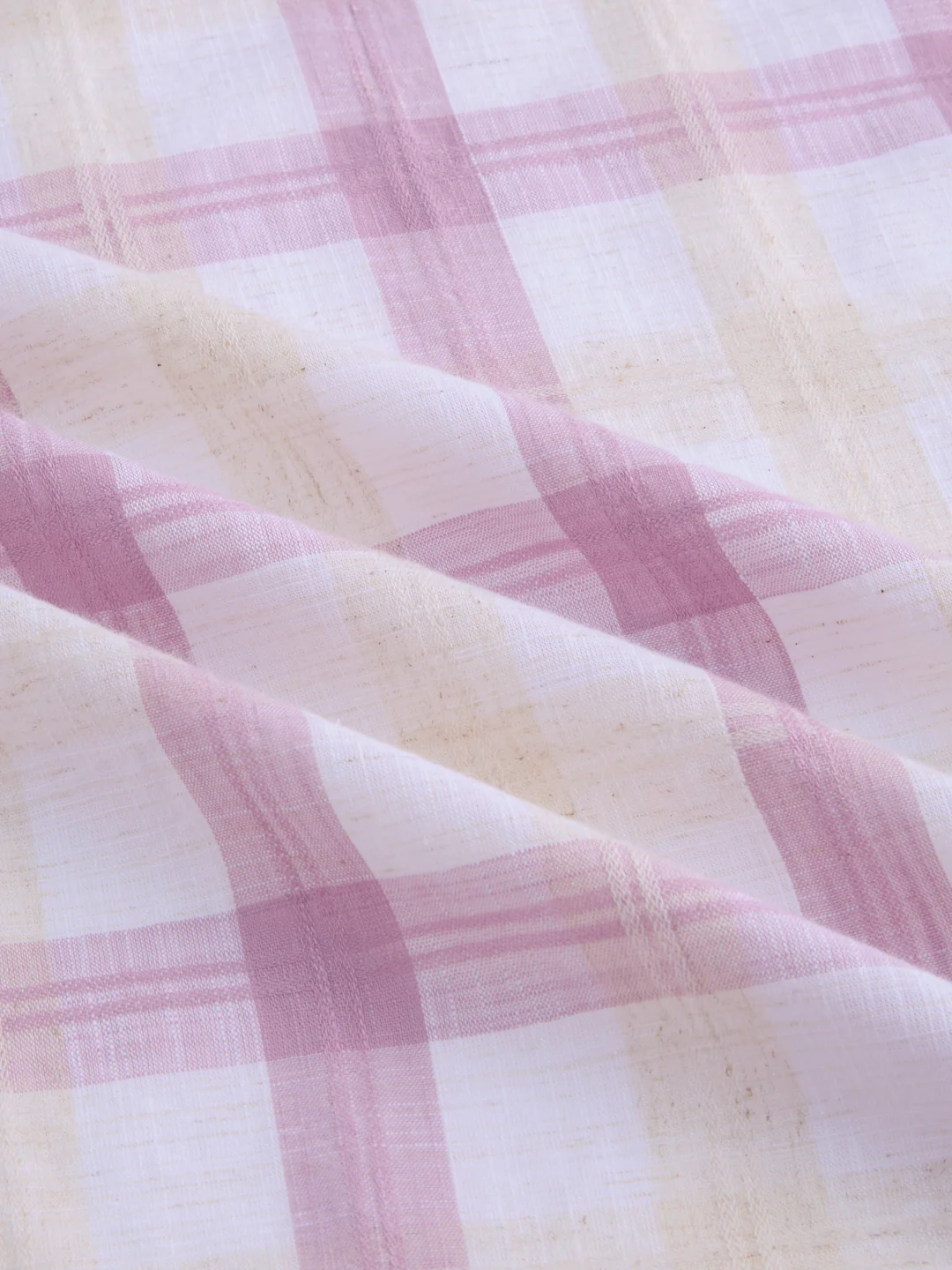 Soft Pink Fine Weave Plaid Checks Shirt - Image 3
