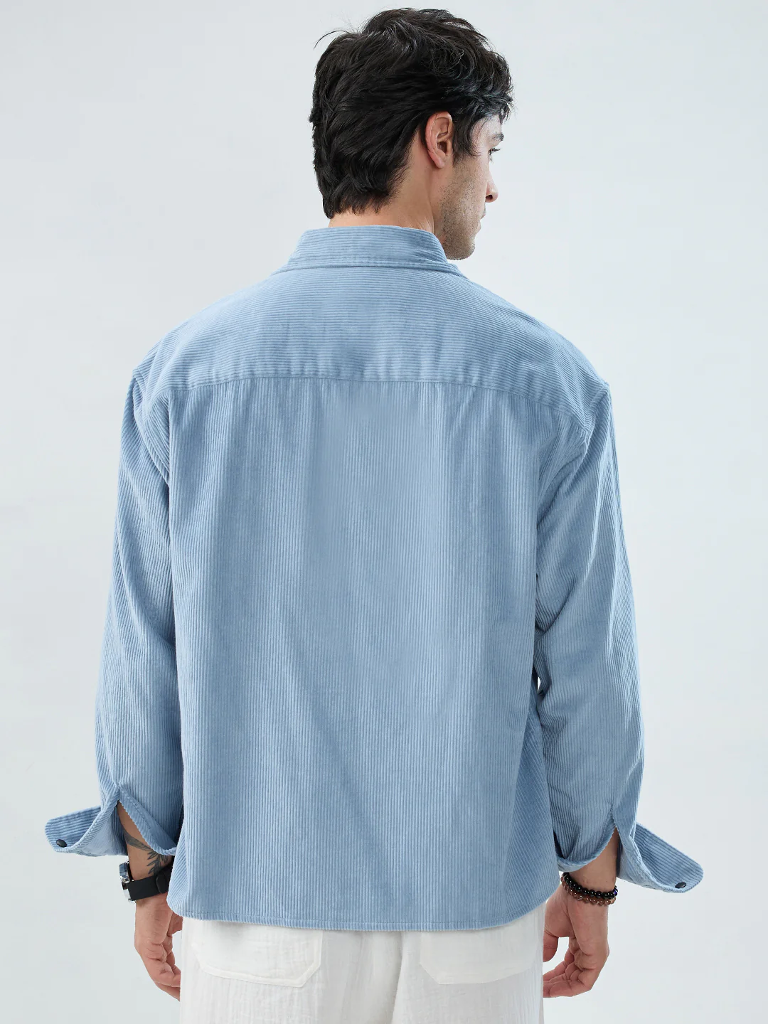 Soft Sky Frost Corduroy Boxy Fit Crop Shirt - Image 7