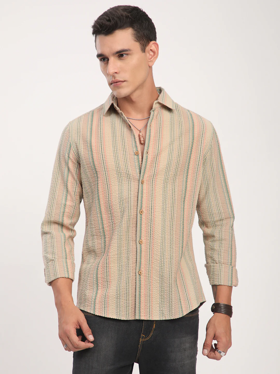 Soft Sorbet Multicolour Striped Seersucker Shirt - Image 4
