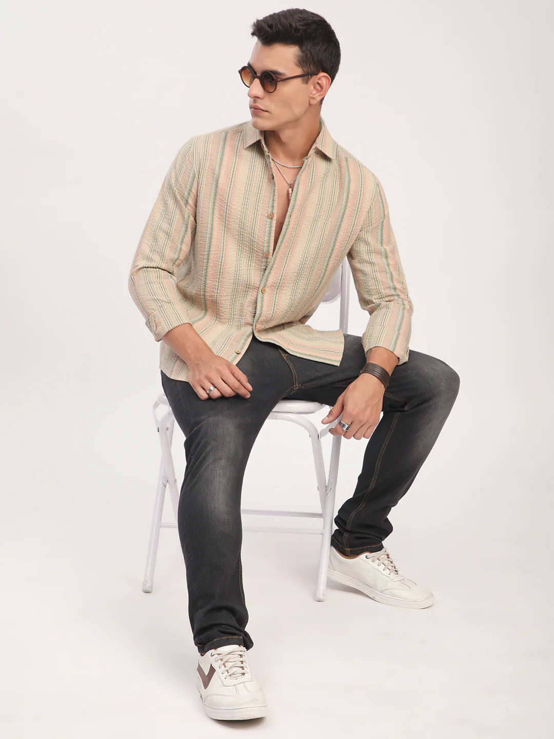 Soft Sorbet Multicolour Striped Seersucker Shirt - Image 7