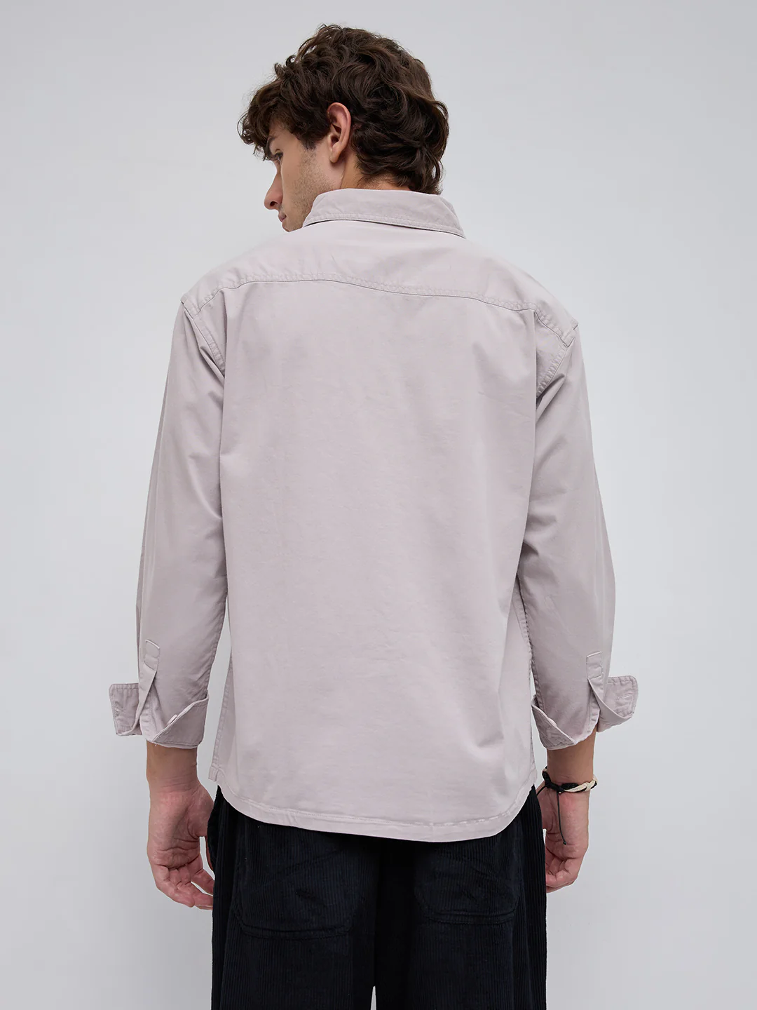 Solid Bone Grey Double Pocket Overshirt - Image 7