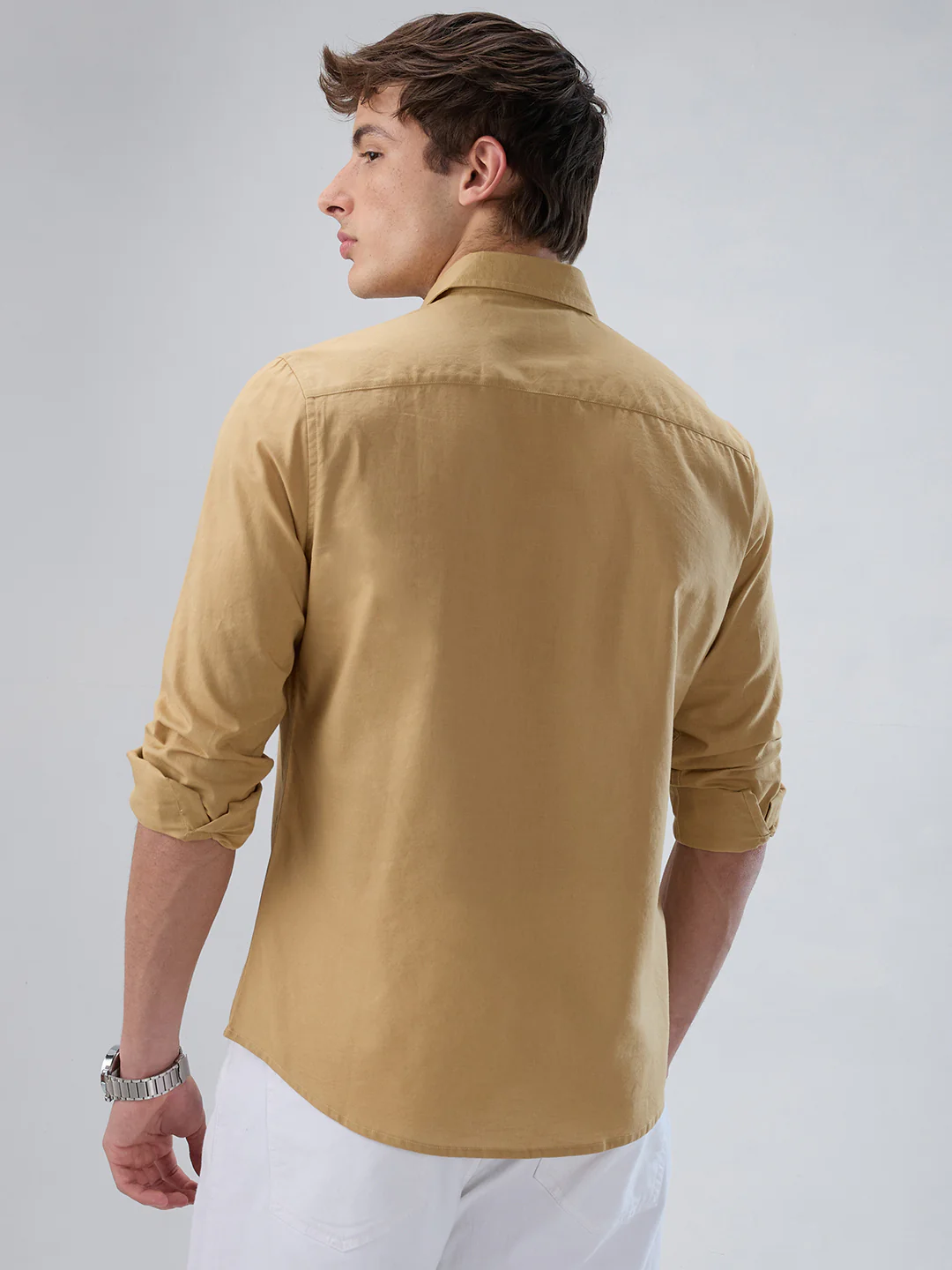 Solid Camel Beige Statement Shirt - Image 6