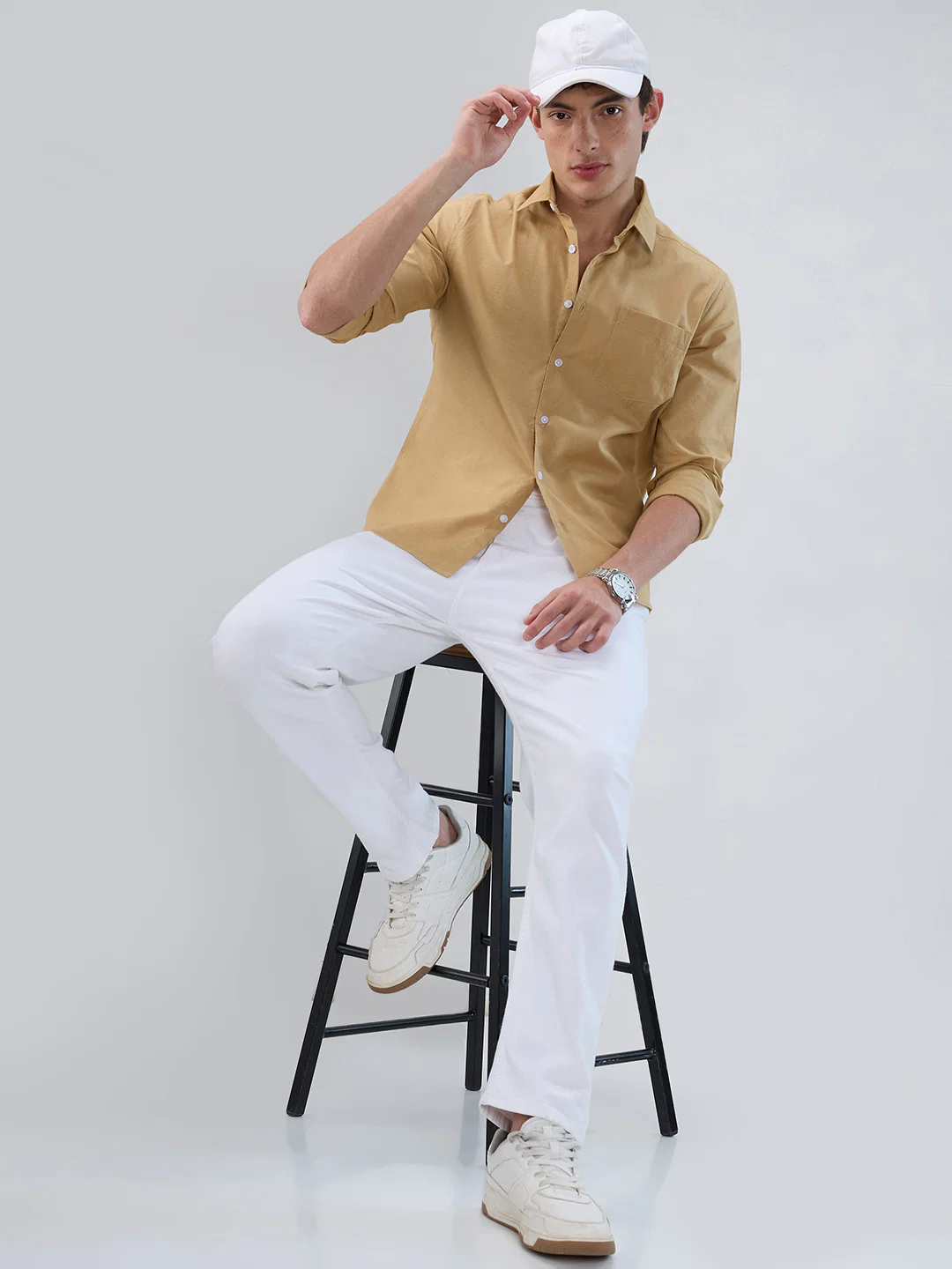 Solid Camel Beige Statement Shirt - Image 7