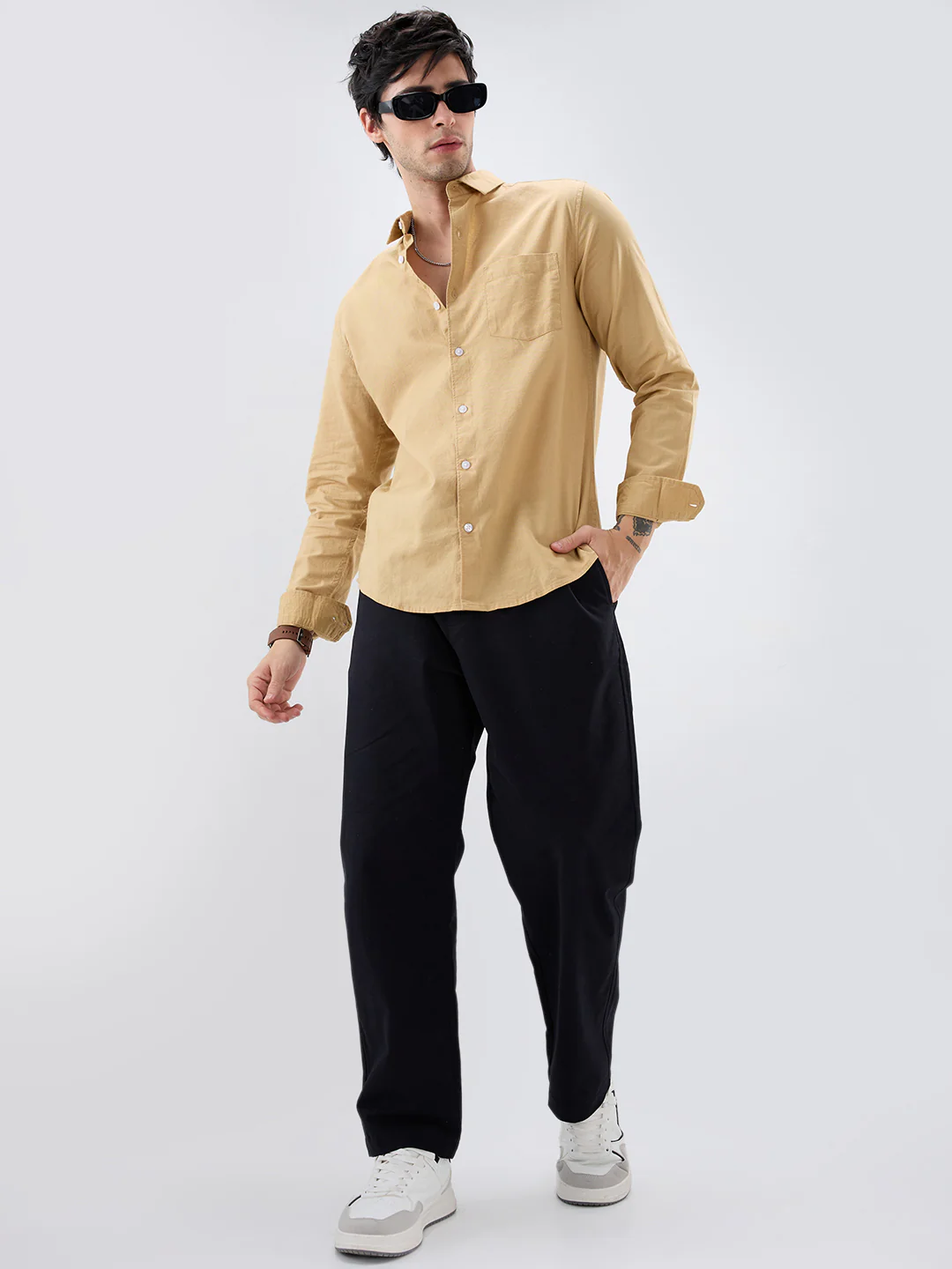 Solid Camel Beige Statement Shirt - Image 8