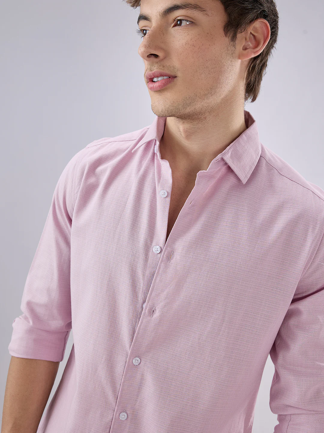 Carnation Pink Textured Everyday Shirt - Image 3