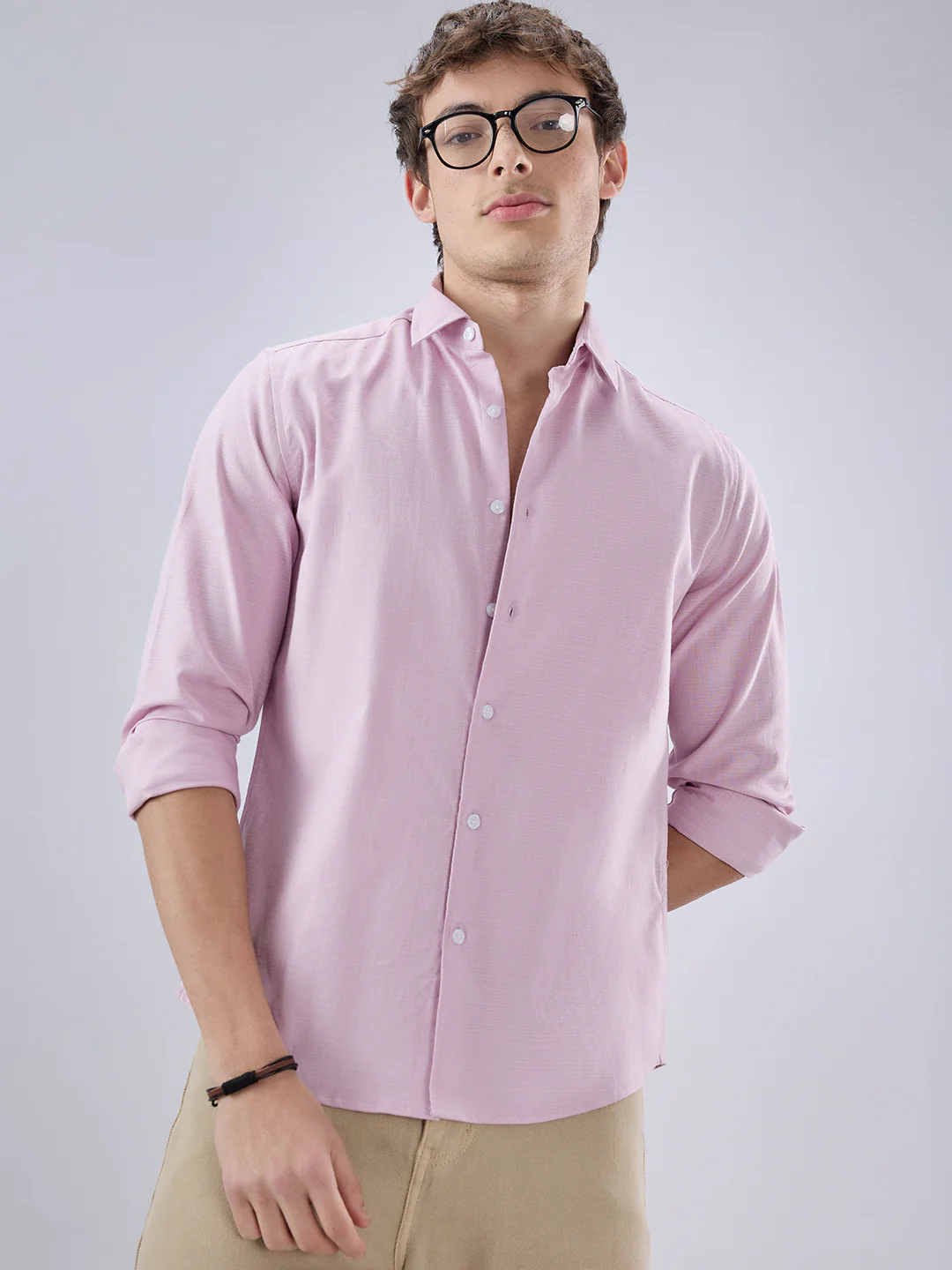 Carnation Pink Textured Everyday Shirt - Image 4