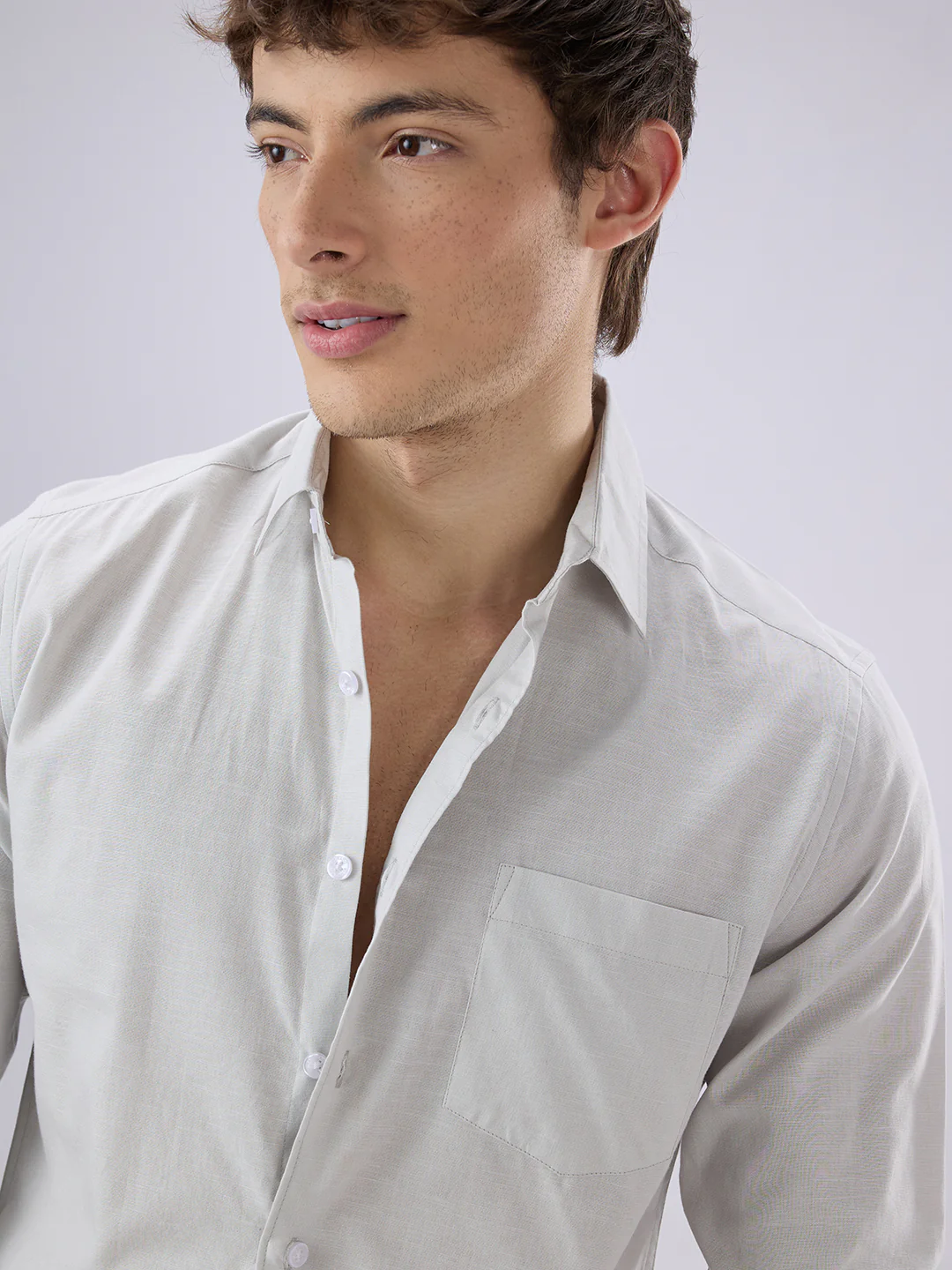 Solid Cloud Grey Shirt - Image 3