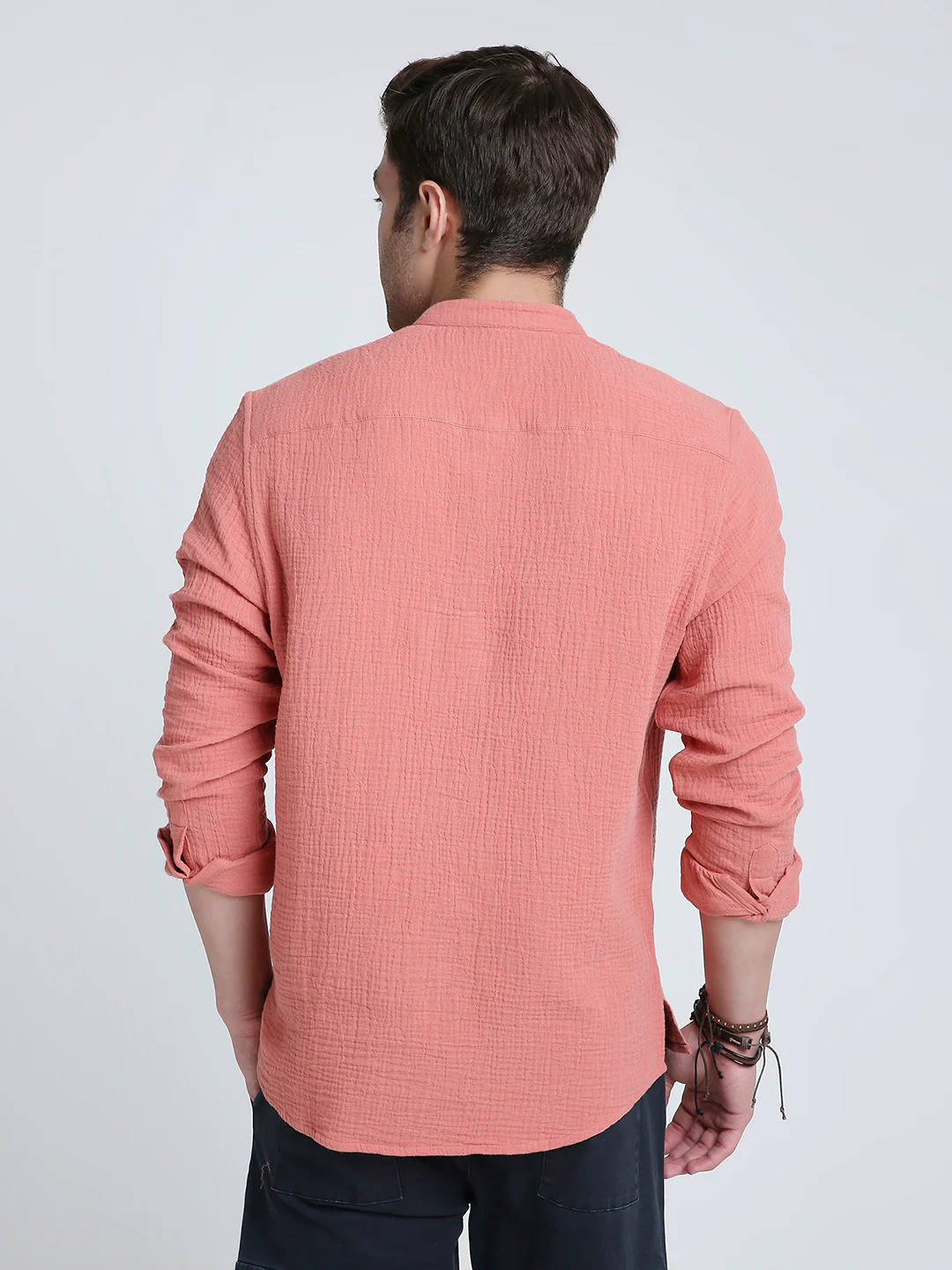 Solid Coral Double Cloth Kurta - Image 7