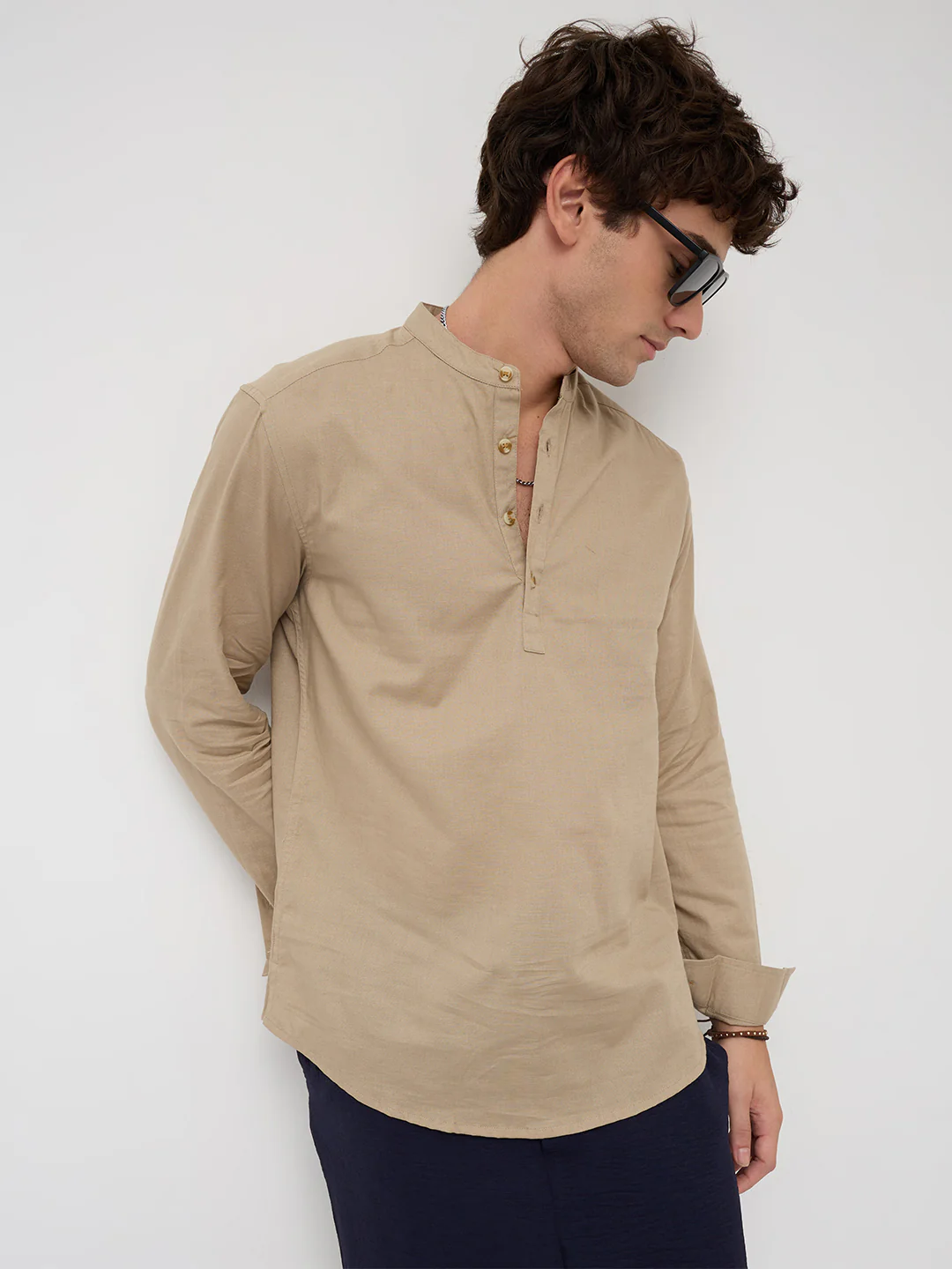 Solid Khaki Beige Everyday Kurta - Image 6