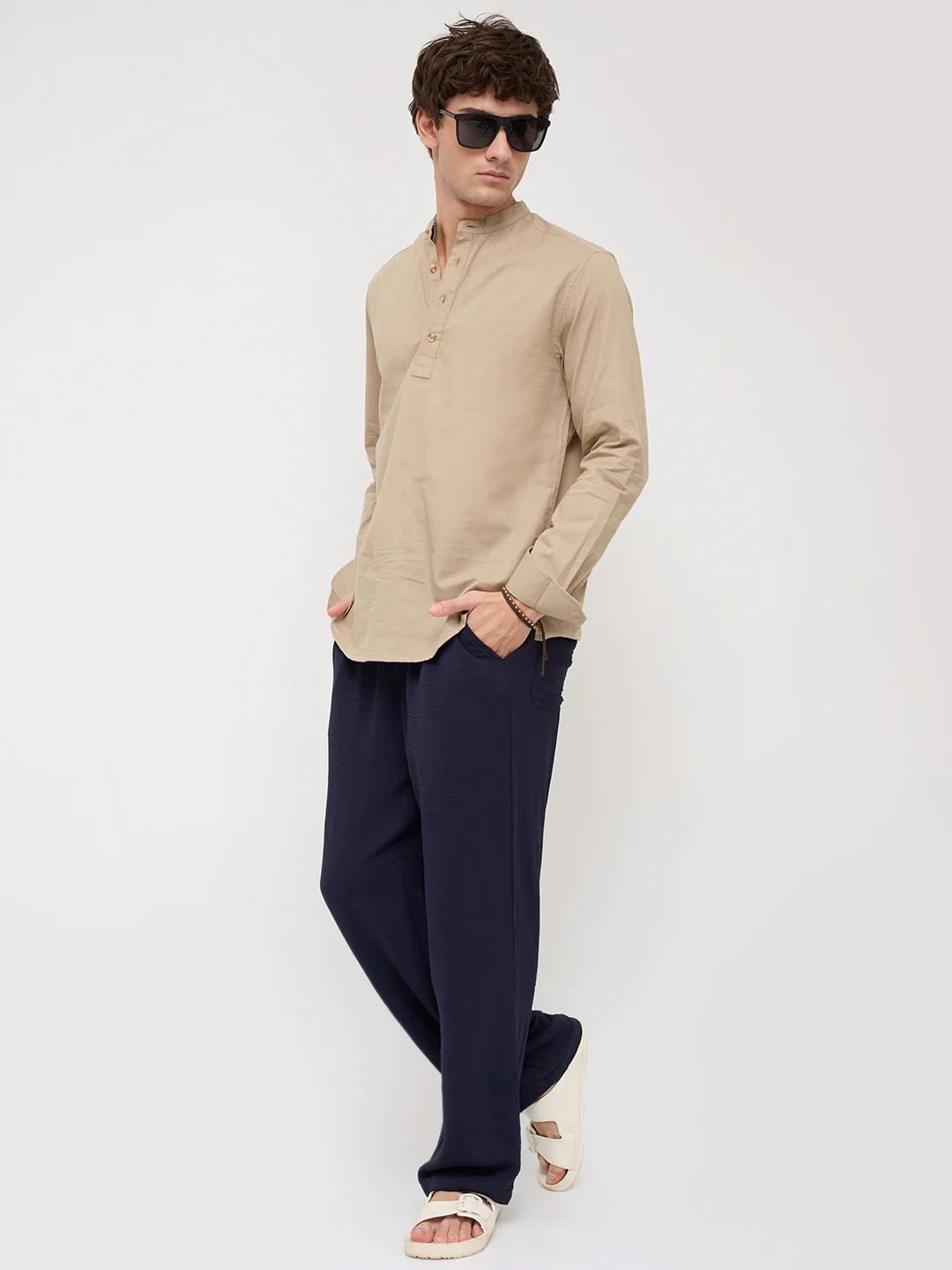 Solid Khaki Beige Everyday Kurta - Image 8