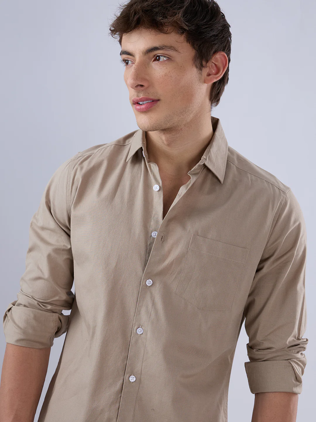 Solid Khaki Everyday Shirt - Image 3