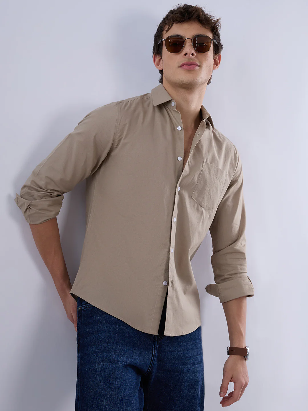 Solid Khaki Everyday Shirt - Image 4
