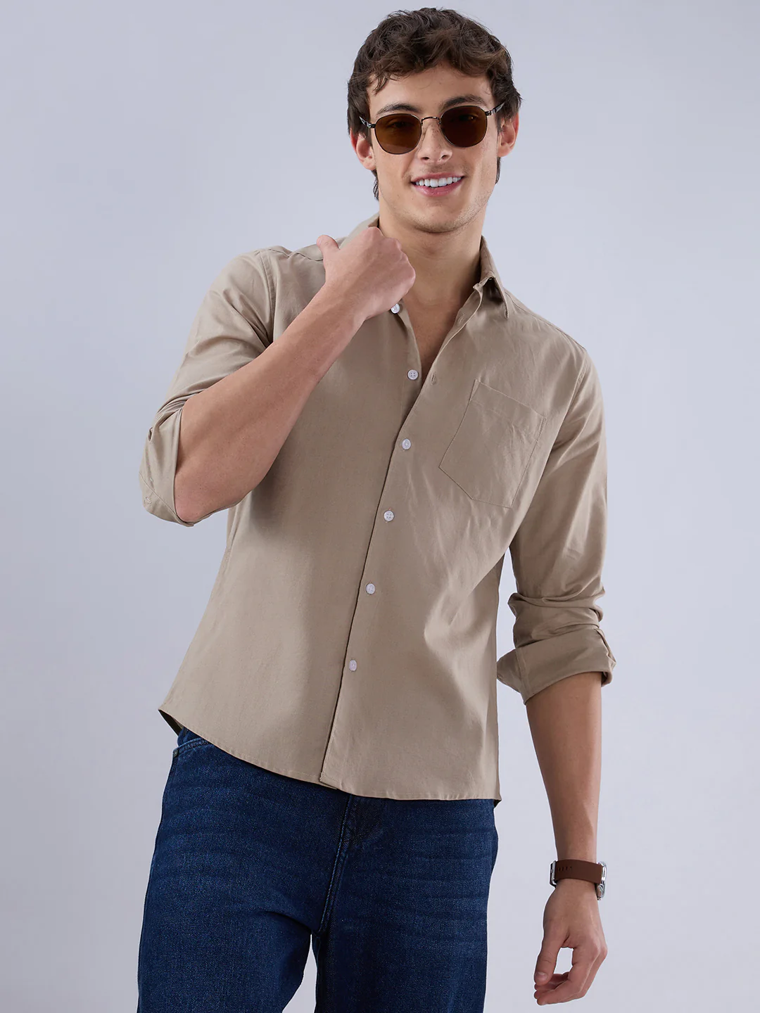 Solid Khaki Everyday Shirt - Image 5