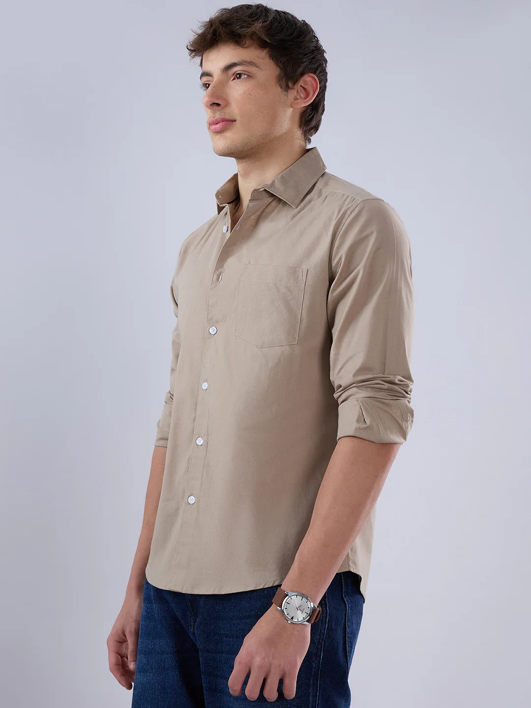 Solid Khaki Everyday Shirt - Image 6