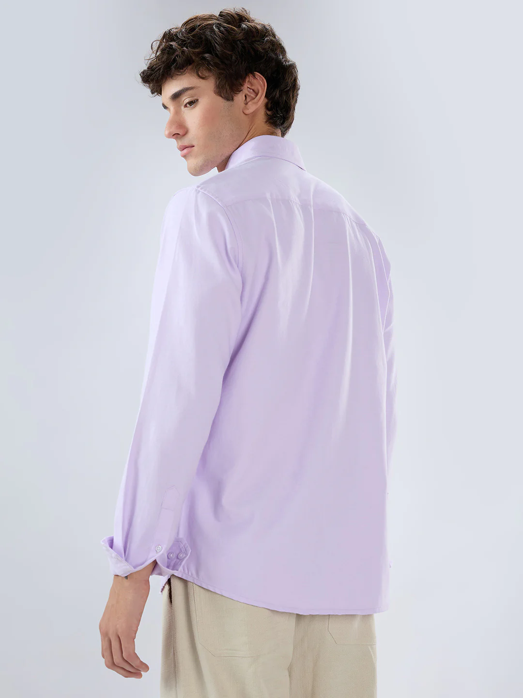 Solid Lilac Smooth Finish Oxford Shirt - Image 7