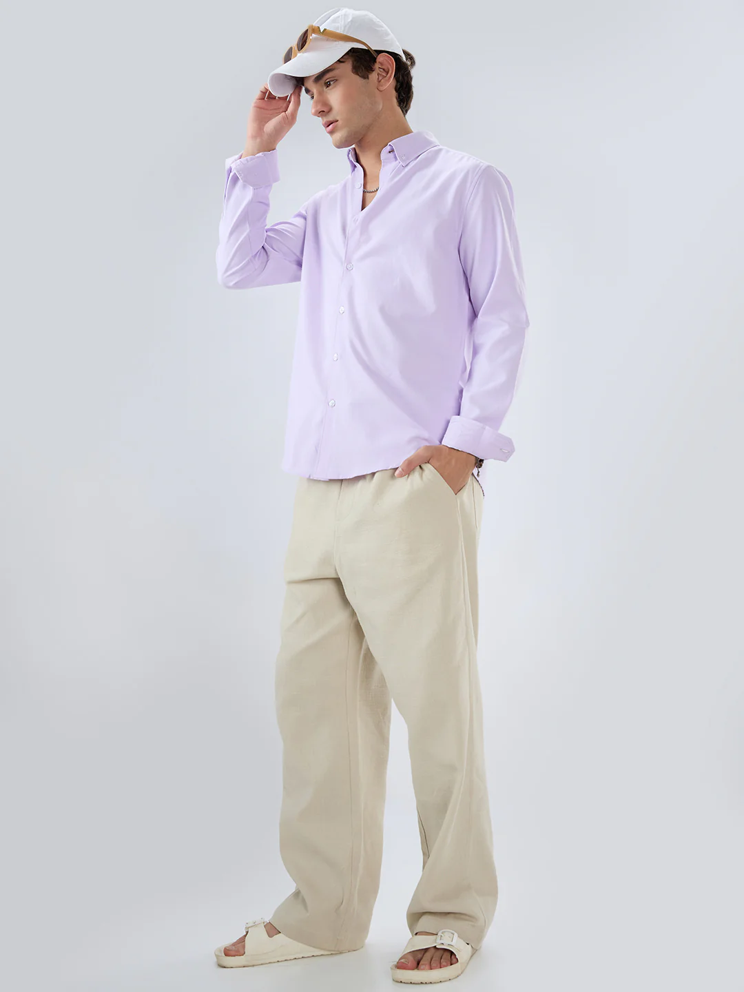 Solid Lilac Smooth Finish Oxford Shirt - Image 8