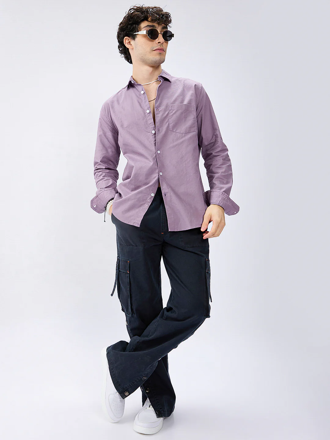 Solid Mauve Mist Classic Oxford Shirt - Image 7