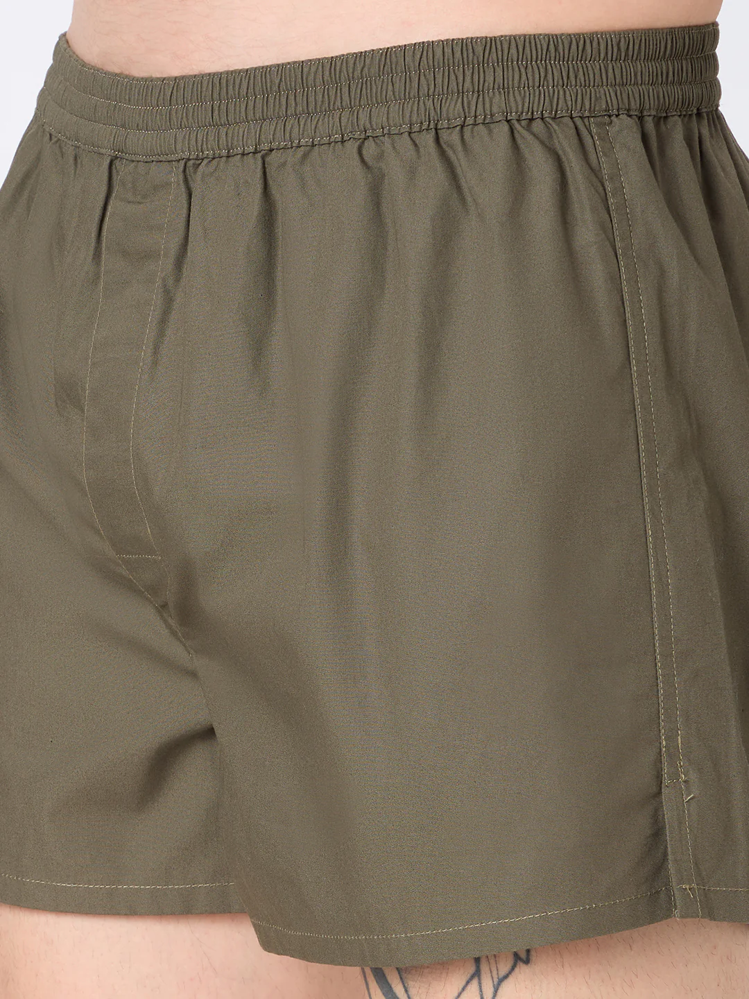Solid Olive & Beige Slub Textured Boxers - Image 11