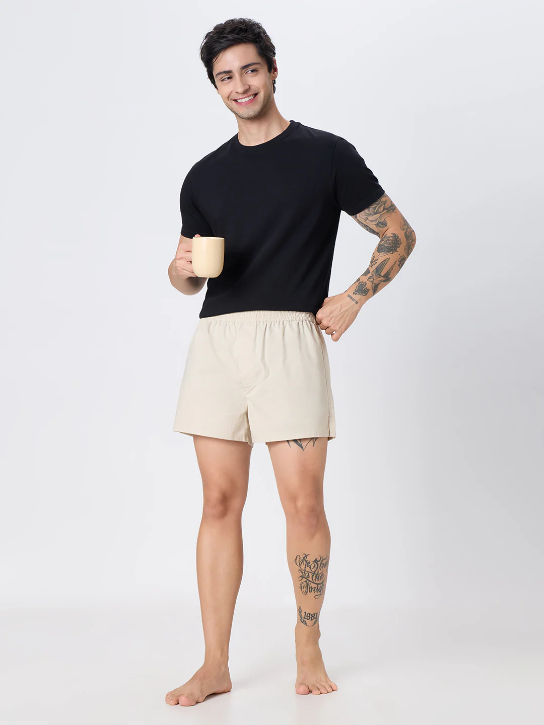 Solid Olive & Beige Slub Textured Boxers - Image 8