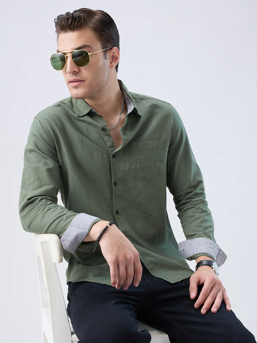 Solid Olive Shirt - Image 2