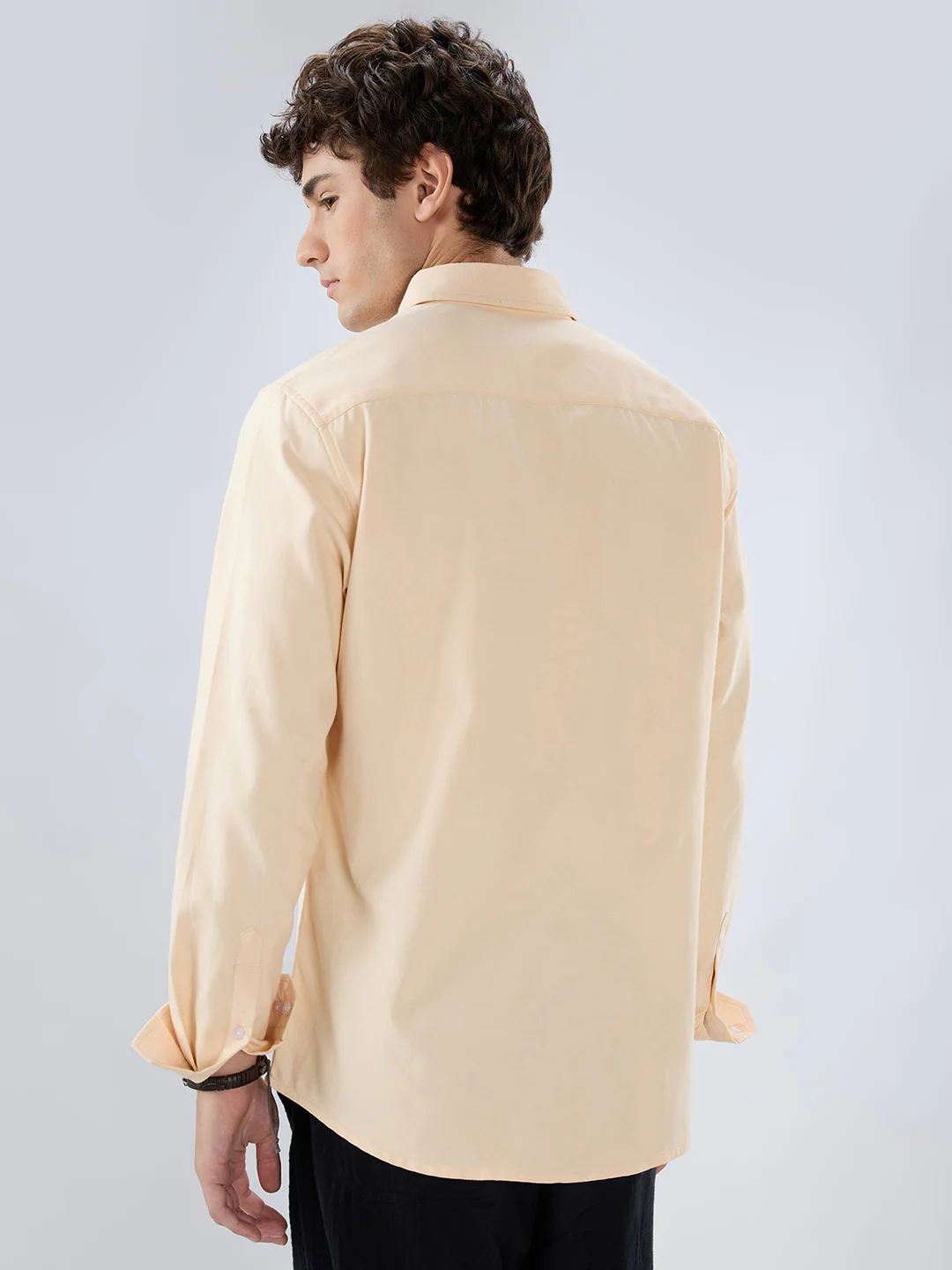 Solid Peach Smooth Finish Oxford Shirt - Image 8