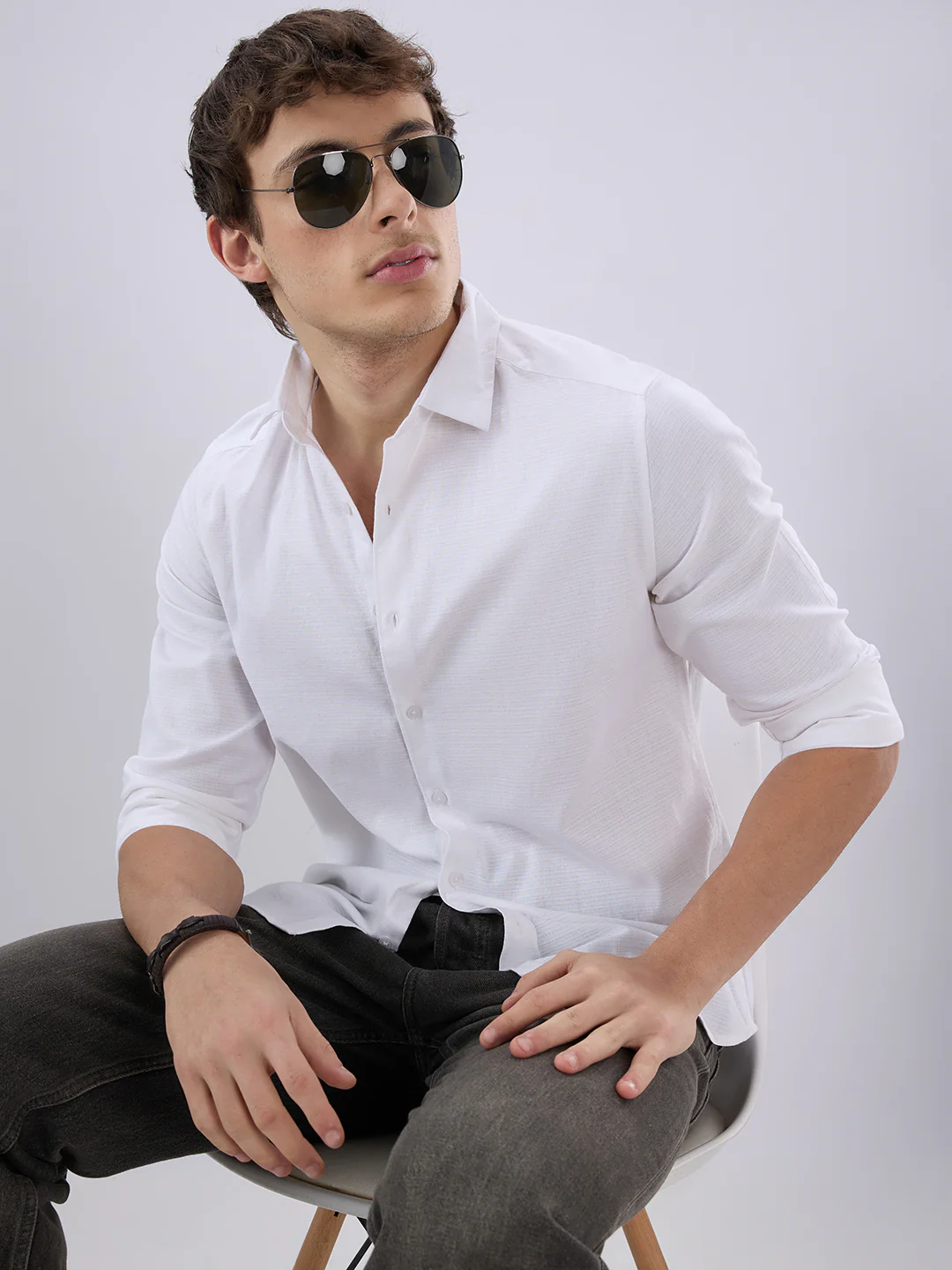Pearl White Textured Everyday Shirt - Image 2