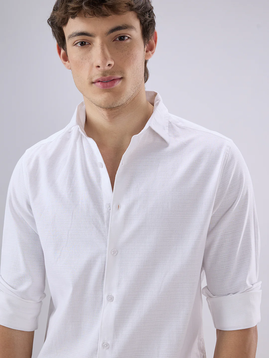 Pearl White Textured Everyday Shirt - Image 3