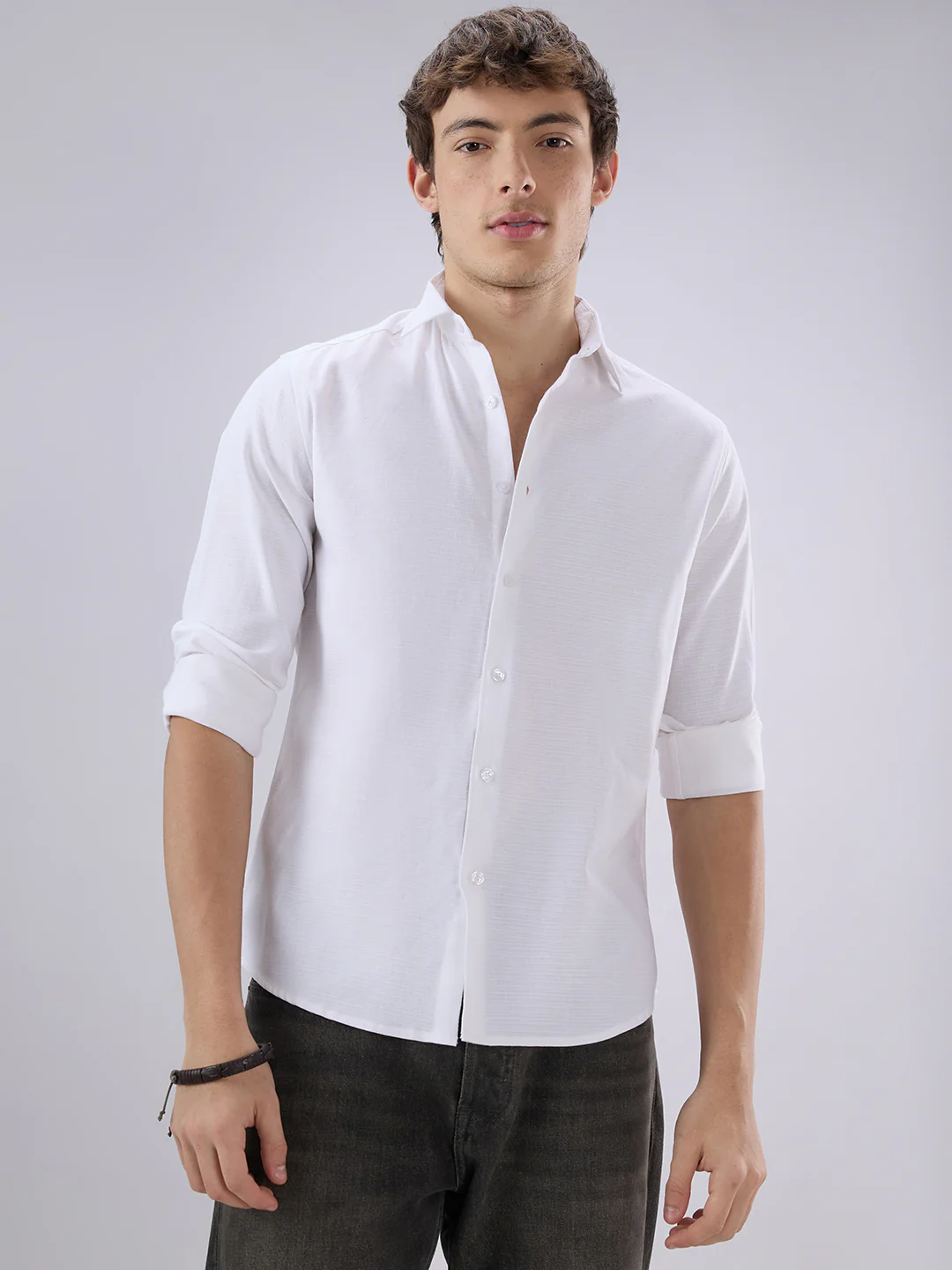 Pearl White Textured Everyday Shirt - Image 5