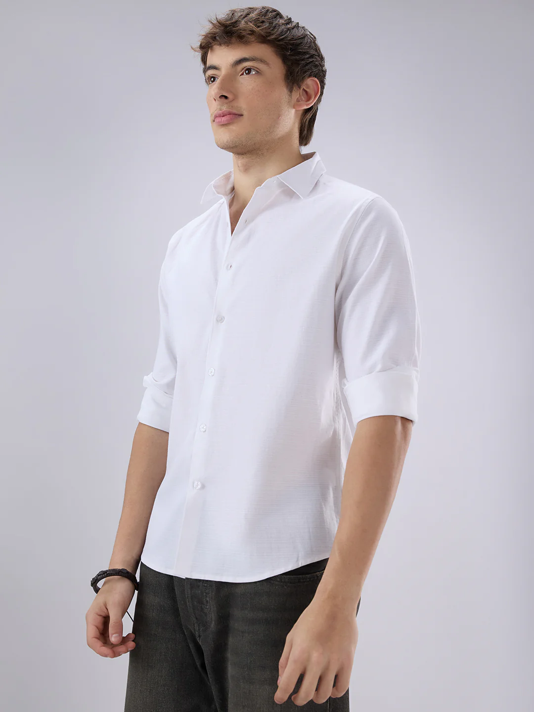 Pearl White Textured Everyday Shirt - Image 6