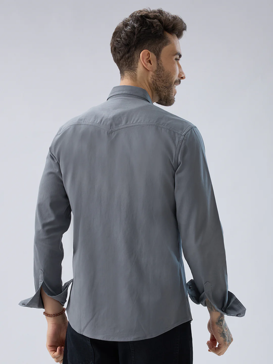 Solid Slate Grey Double Pocket Overshirt - Image 6