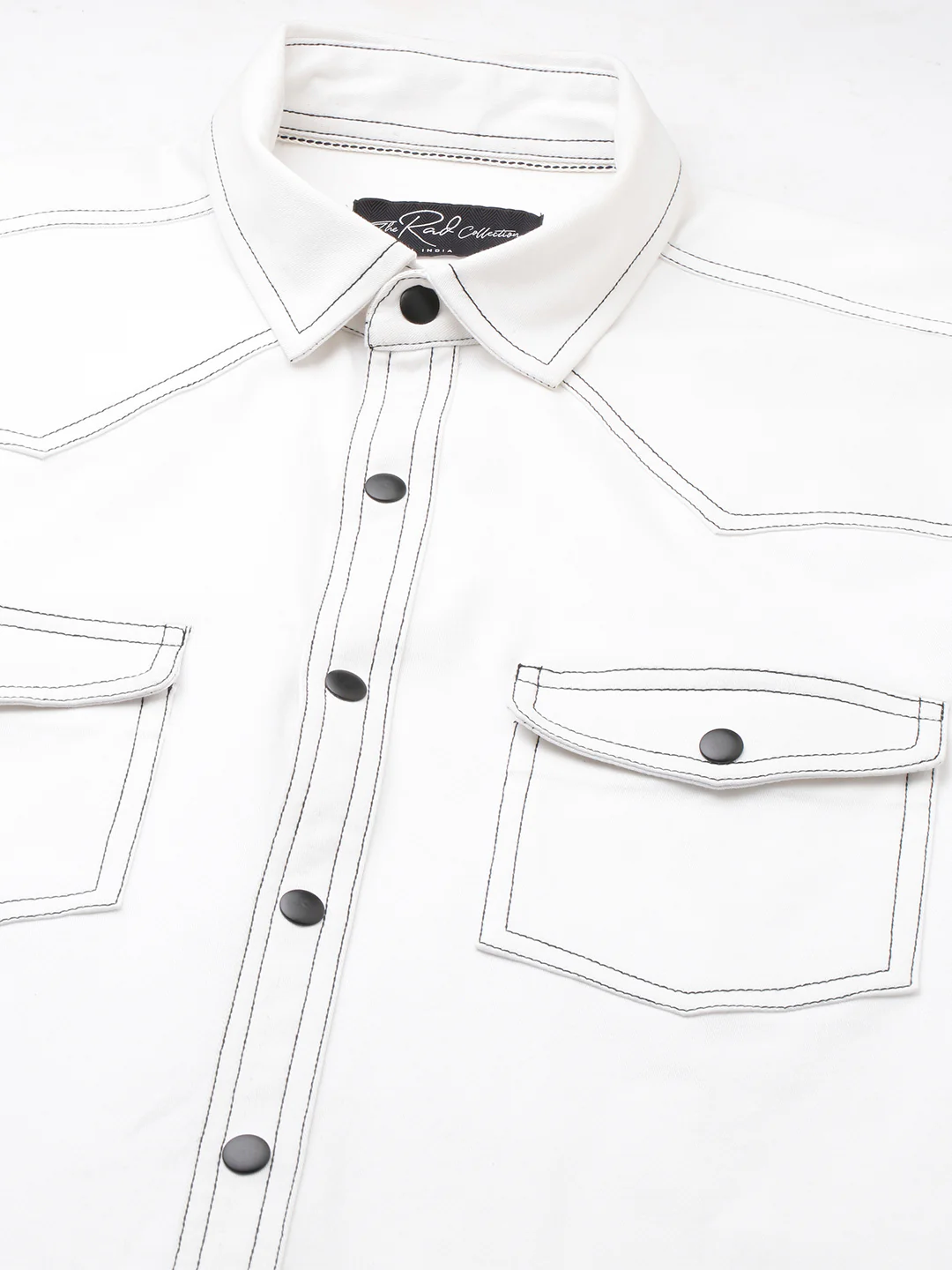 Solid White Double Flap Pocket Overshirt - Image 3
