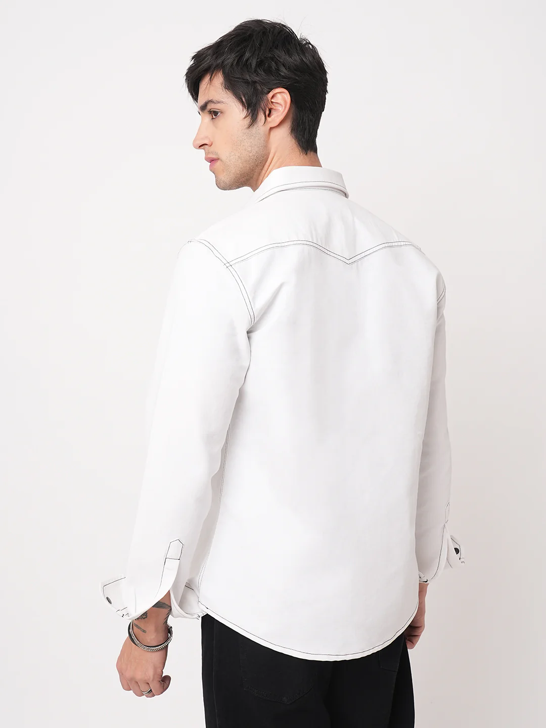 Solid White Double Flap Pocket Overshirt - Image 7
