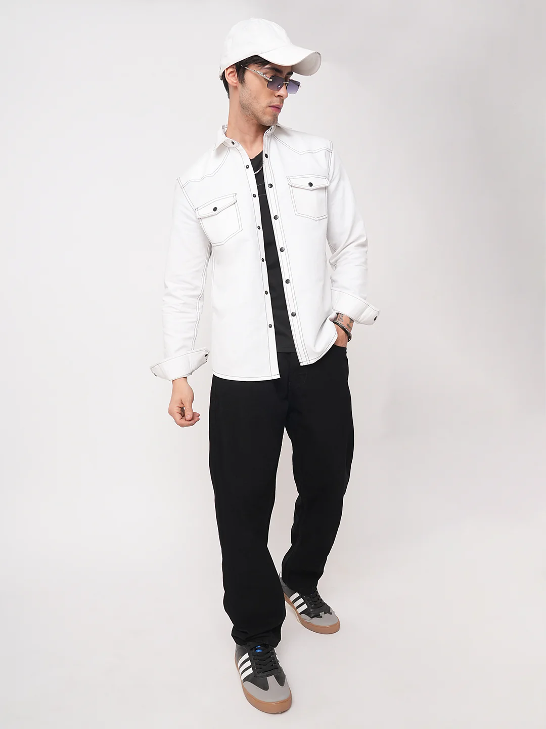 Solid White Double Flap Pocket Overshirt - Image 8