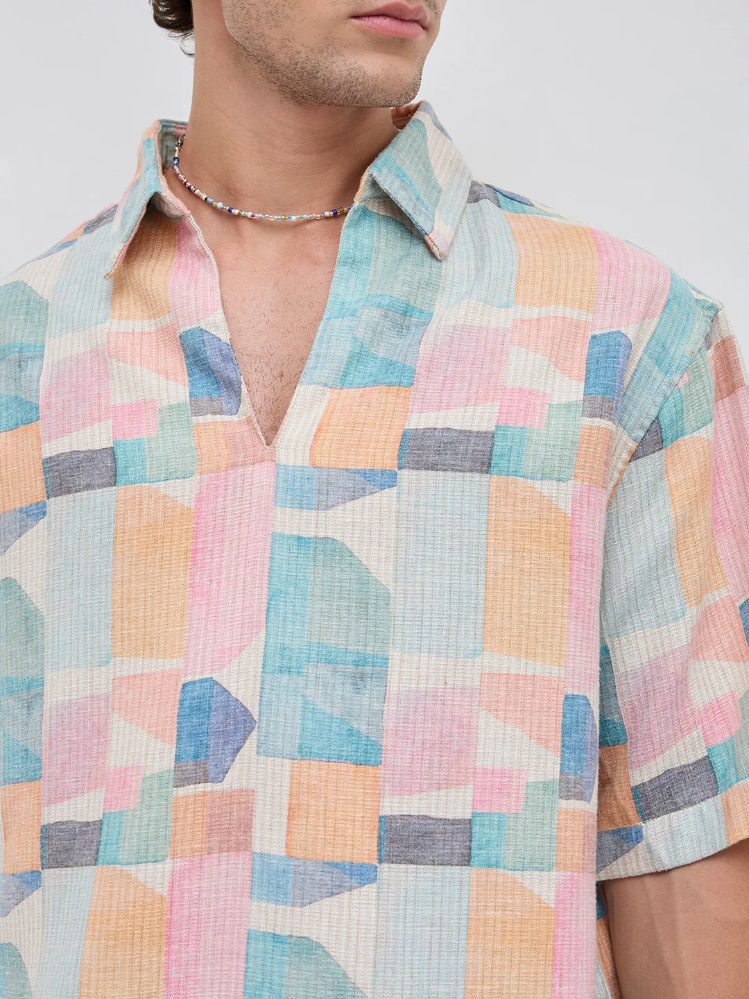 Sorbet Multi Premium Mirage Print Polo Oversized Shirt - Image 3