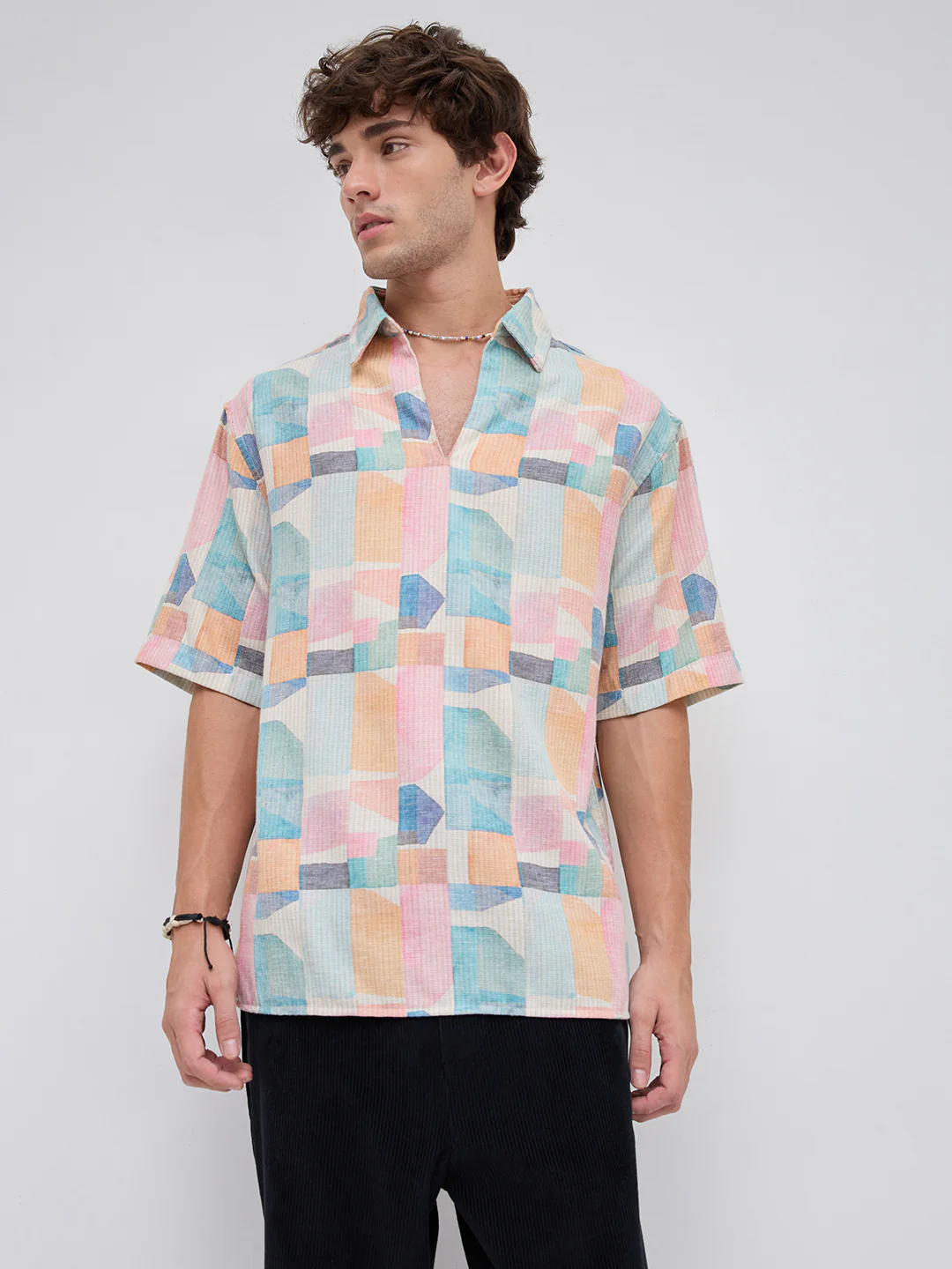 Sorbet Multi Premium Mirage Print Polo Oversized Shirt - Image 5