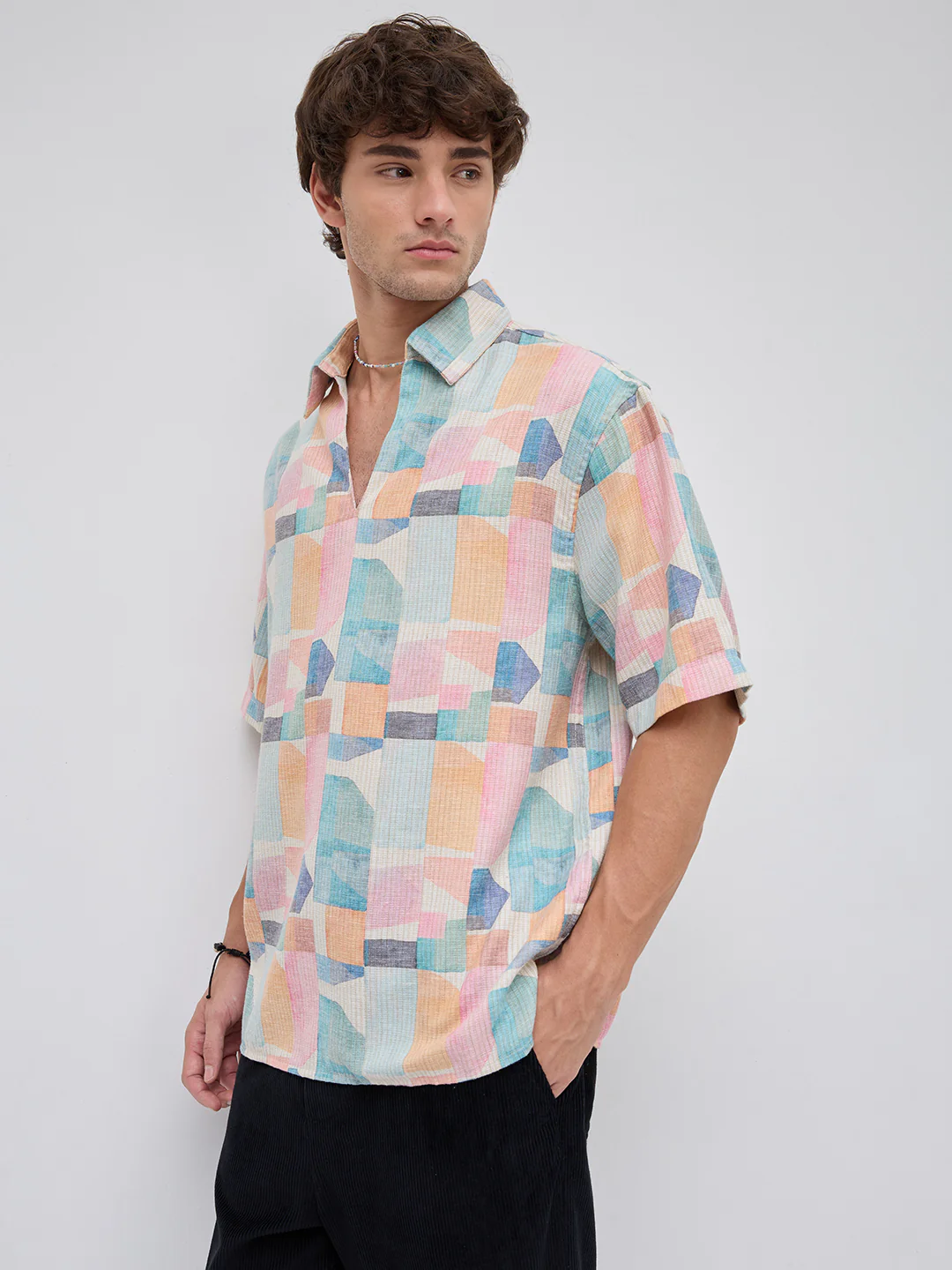 Sorbet Multi Premium Mirage Print Polo Oversized Shirt - Image 6