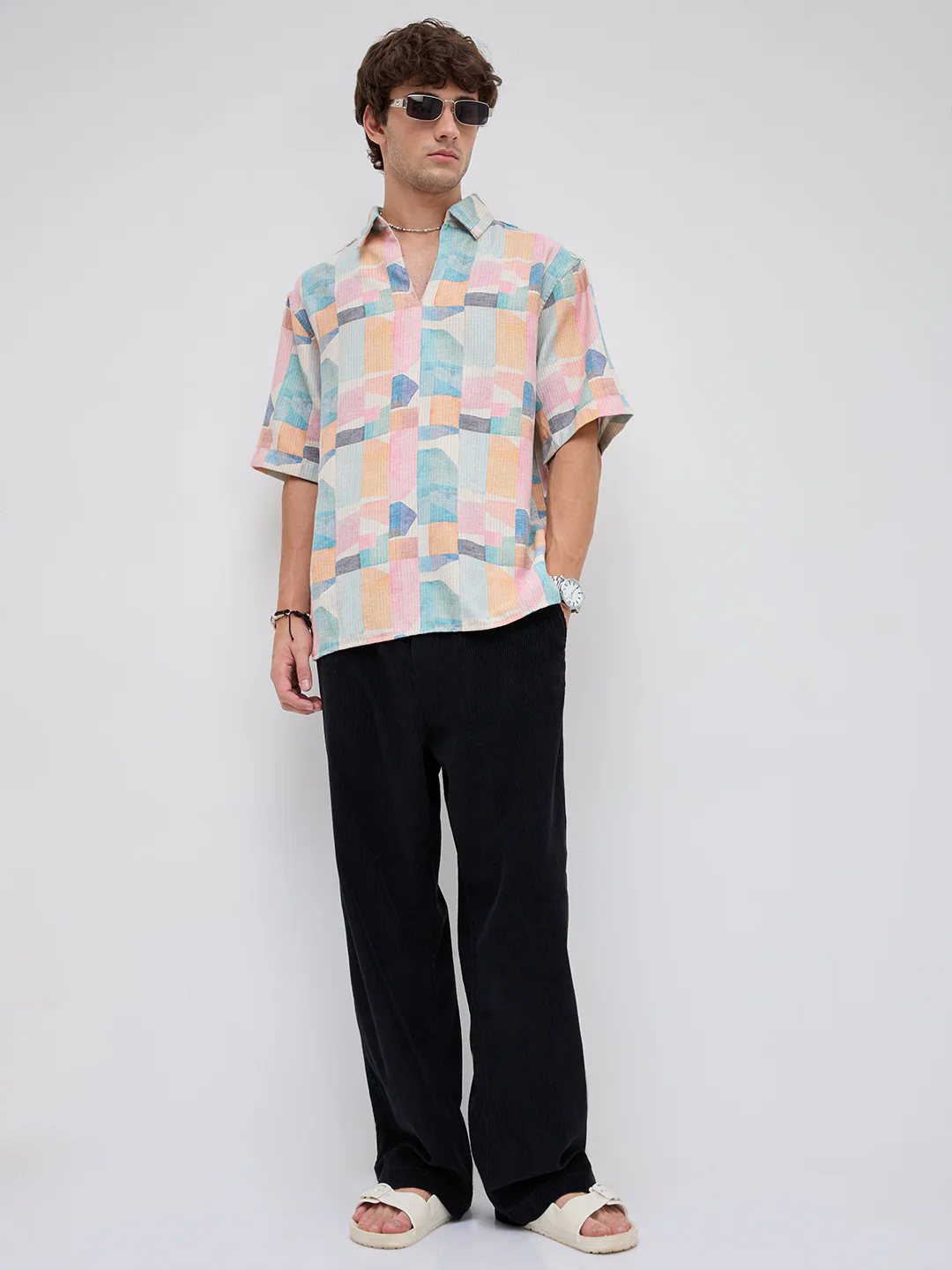 Sorbet Multi Premium Mirage Print Polo Oversized Shirt - Image 8